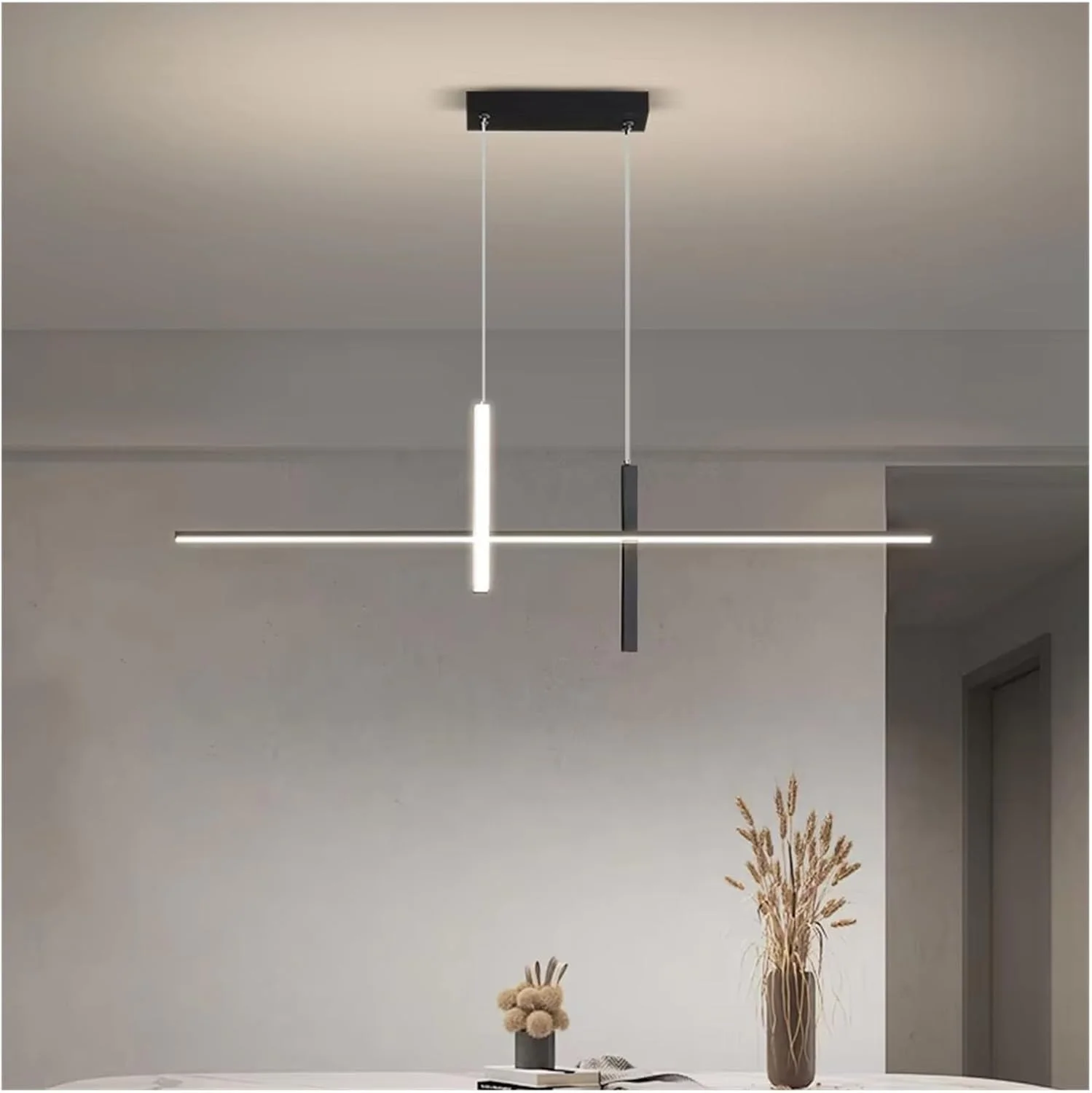 لوسترهای ال ای دی اتاق ناهارخوری مدرن مینیمالیستی نوردیک اتاق خواب چراغ های آویز اتاق ناهارخوری نوار بلند ایتالیایی لامپ های روشنایی داخلی، مدرن، مشکی-3-رنگ_B 120CM