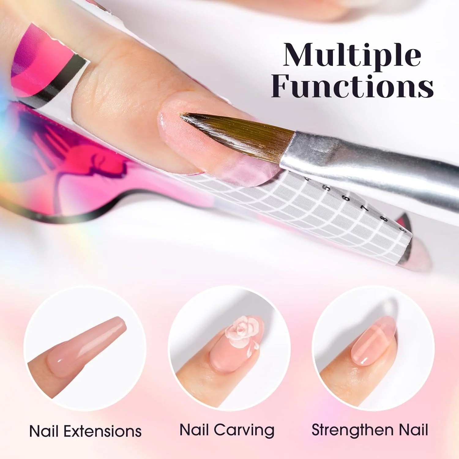 پودر اکریلیک صورتی کالباسی ROSALIND، 50 گرم، پودر اکریلیک صورتی برای کاشت ناخن، پودر پلیمر کریستالی حرفه ای برای طراحی ناخن اکریلیک