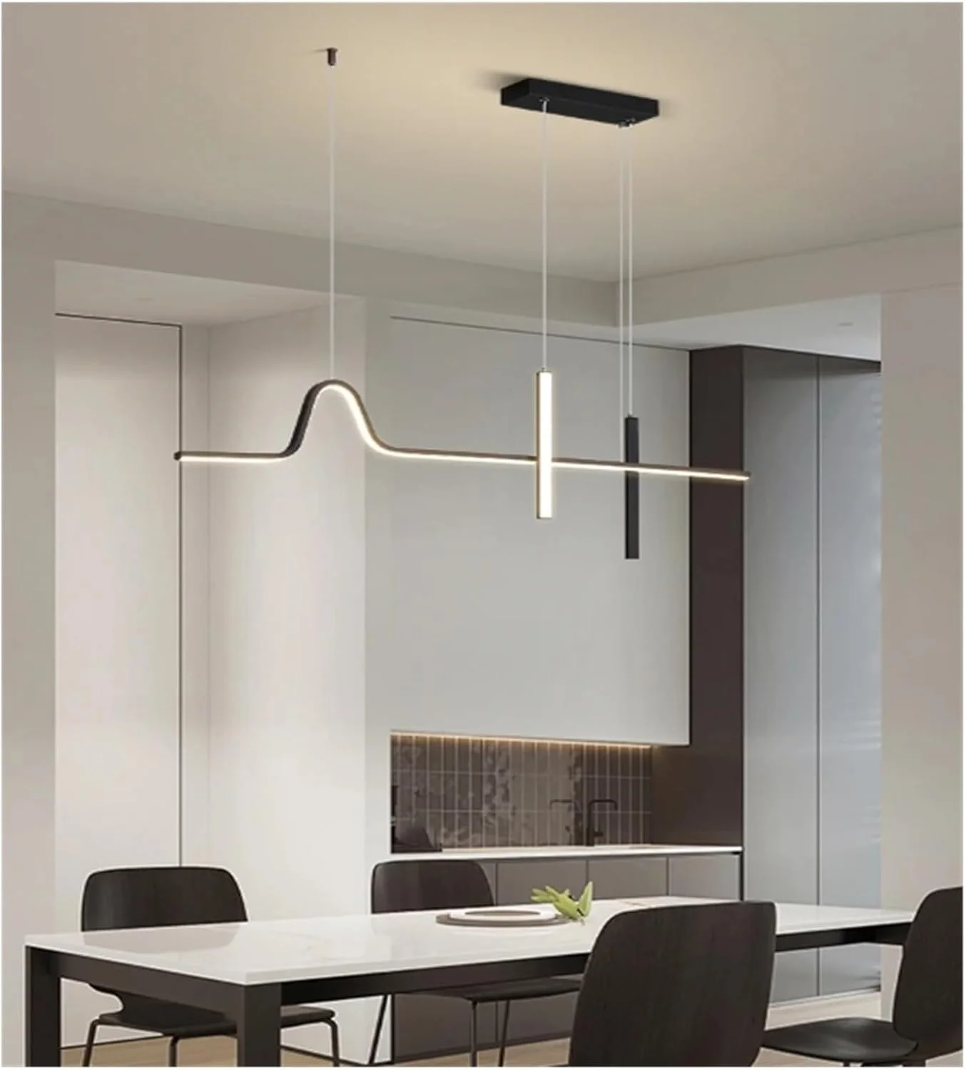 لوسترهای ال ای دی اتاق ناهارخوری مدرن مینیمالیستی نوردیک اتاق خواب چراغ های آویز اتاق ناهارخوری چراغ های روشنایی داخلی نوار بلند ایتالیایی، مدرن، مشکی-3-رنگ_C 80CM