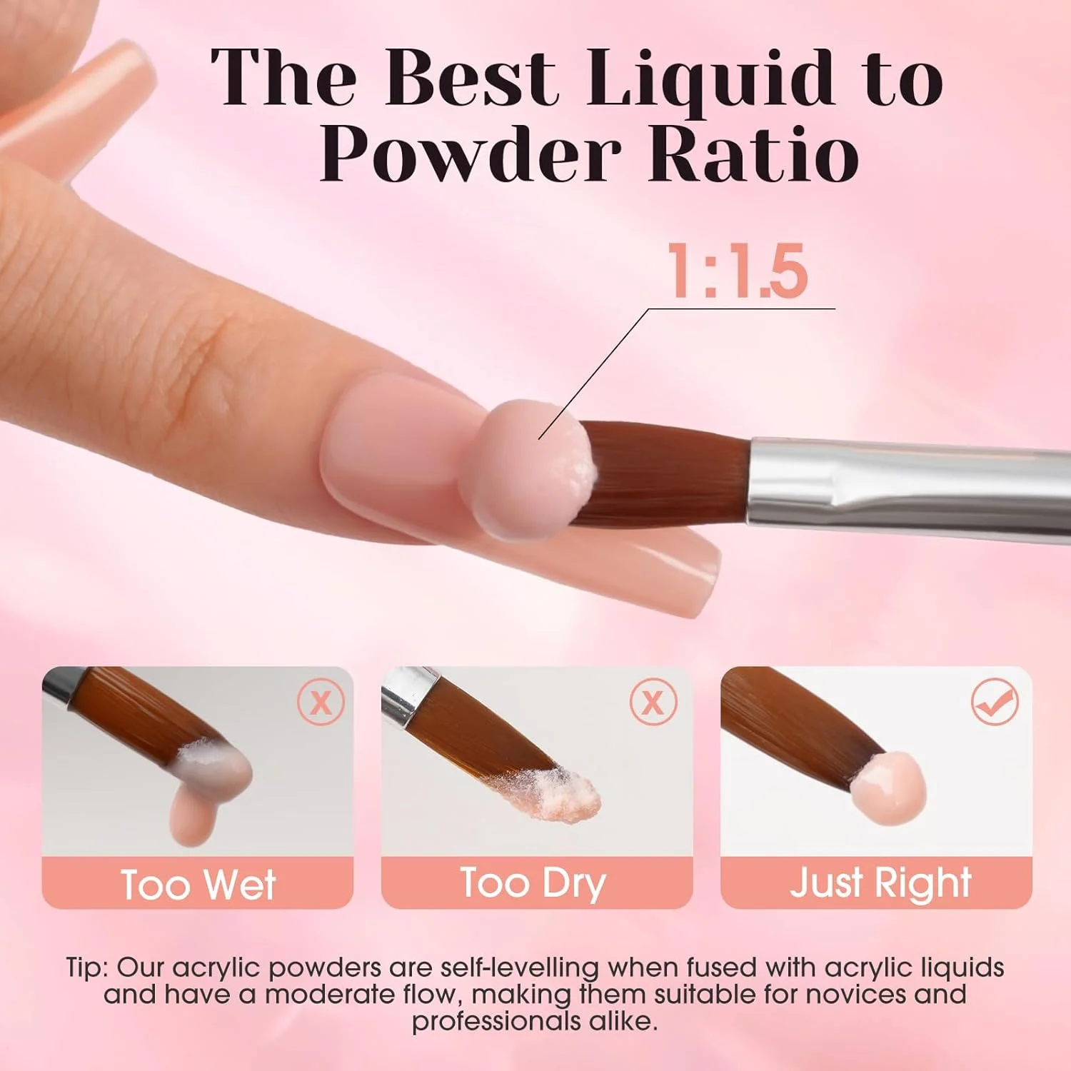 پودر اکریلیک صورتی کالباسی ROSALIND، 50 گرم، پودر اکریلیک صورتی برای کاشت ناخن، پودر پلیمر کریستالی حرفه ای برای طراحی ناخن اکریلیک