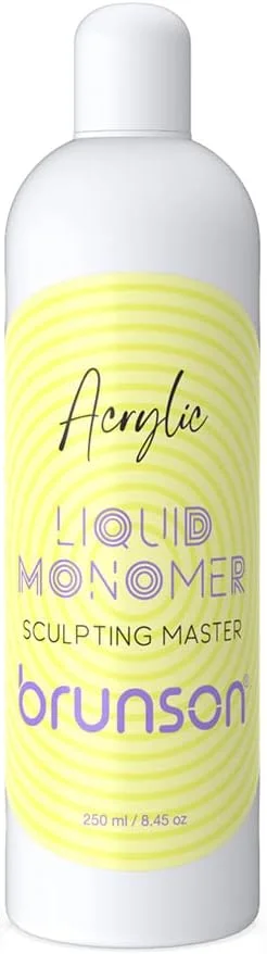 مایع منومر آکریلیک حرفه ای Brunson برای سیستم اکستنشن ناخن پودر آکریلیک، سازگار با هر پودر آکریلیک، مایع ناخن آکریلیک منومر بدون EMA و بدون زرد شدن، 250 گرم