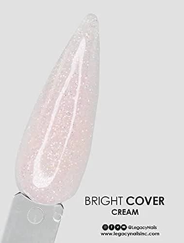 پودر اکریلیک ناخن Legacy Nails Professional Bright Cover با پوشش کامل، رنگ کرم، 2 اونس، همراه با اکلیل و درخشش برای کاشت ناخن