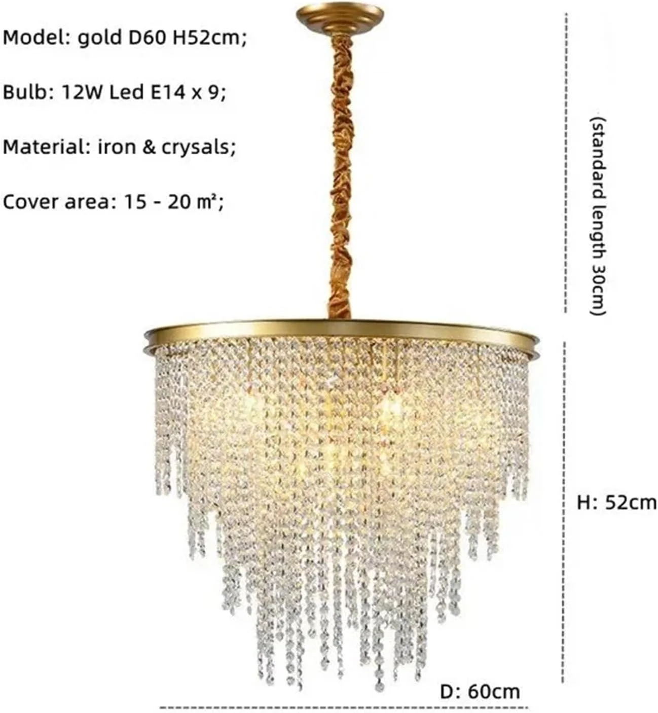 لوستر های کریستالی LED لوکس، چراغ های آویز، روشنایی آویز، مناسب برای دکوراسیون اتاق نشیمن، آشپزخانه، جزیره، هتل، رستوران، لامپ های دکوری مدرن، طلایی - سفید گرم - قطر 60 سانتی متر لوستر های کریستالی LED لوکس، چراغ های آویز، روشنایی آویز، مناسب برای دکوراسیون اتاق نشیمن، آشپزخانه، جزیره، هتل، رستوران، لامپ های دکوری مدرن، طلایی - سفید گرم - قطر 60 سانتی متر