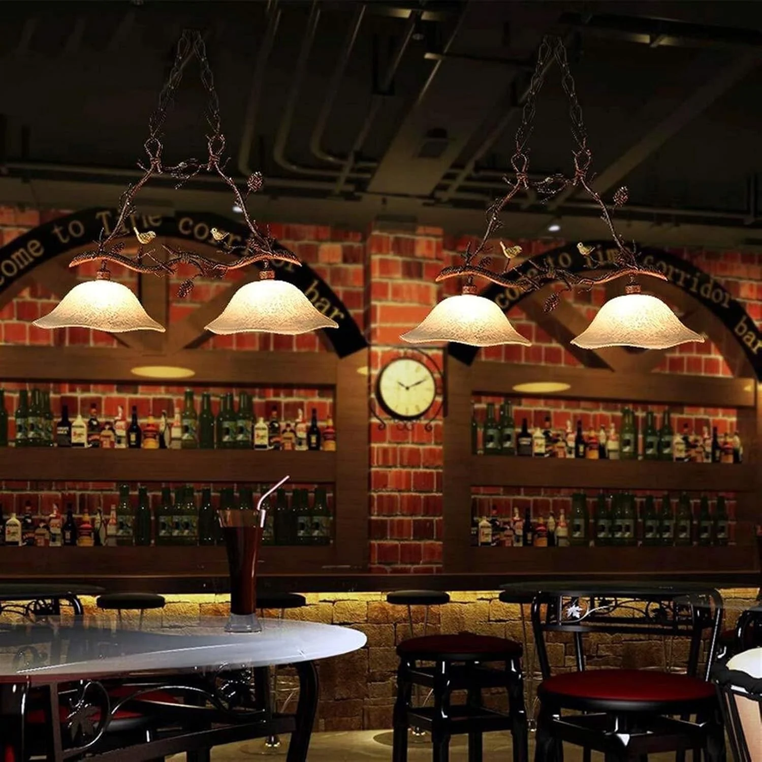 لوستر دو شاخه با پایه چراغ، تزیین شاخه پرنده، مناسب کافه، رستوران، بار، جنس آهن و رزین، رمانتیک لوستر دو شاخه با پایه چراغ، تزیین شاخه پرنده، مناسب کافه، رستوران، بار، جنس آهن و رزین، رمانتیک