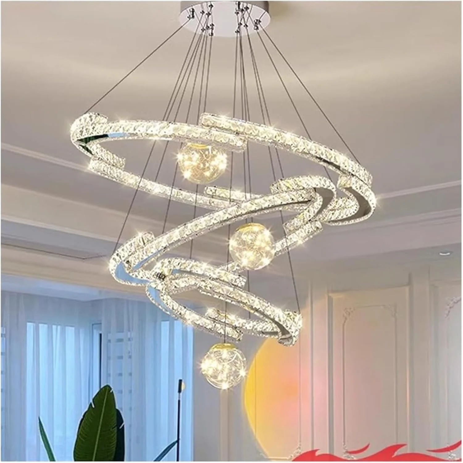 لوستر مدرن کروم آویز کریستالی چراغ آویز 3 حلقه ای لوستر آویز چراغ سقفی کریستالی قابل تنظیم برای لوستر اتاق نشیمن لوستر مدرن کروم آویز کریستالی چراغ آویز 3 حلقه ای لوستر آویز چراغ سقفی کریستالی قابل تنظیم برای لوستر اتاق نشیمن