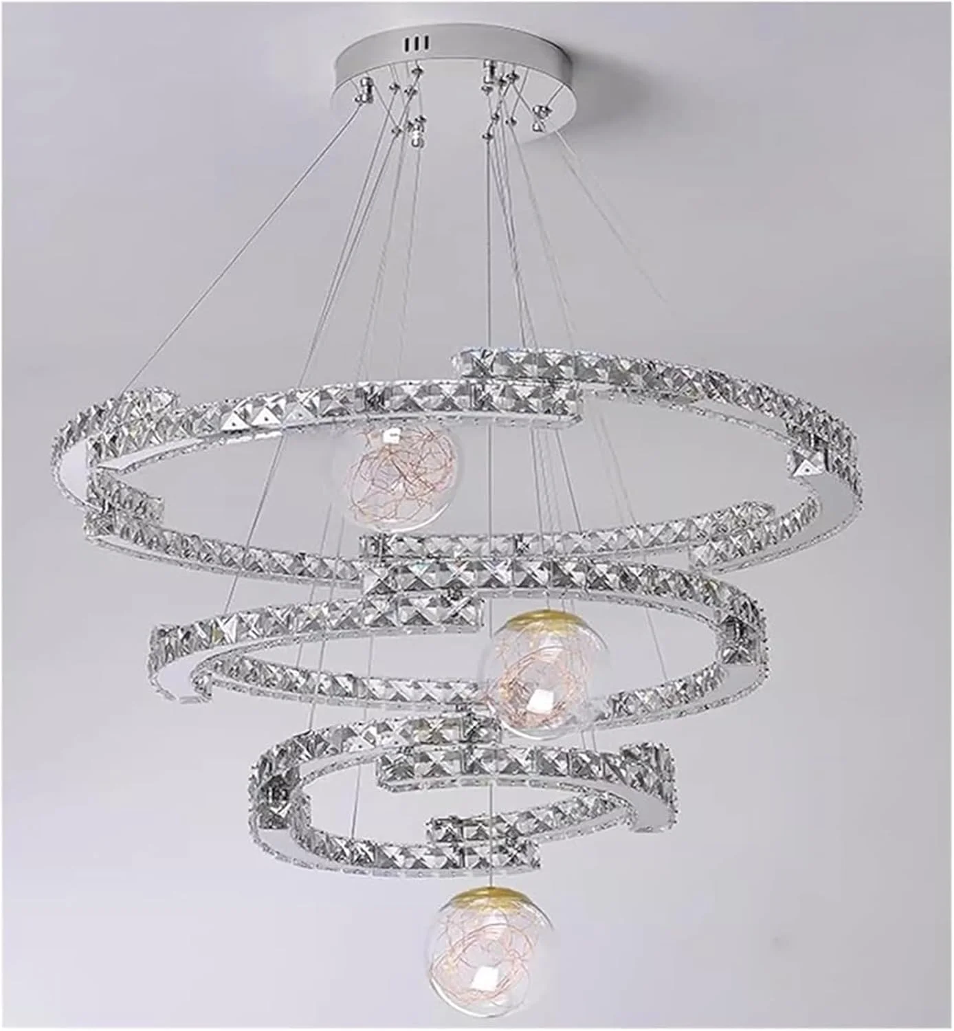لوستر مدرن کروم آویز کریستالی، لوستر 3 حلقه ای، چراغ آویز کریستالی سقفی، چراغ آویز قابل تنظیم برای لوستر اتاق نشیمن لوستر مدرن کروم آویز کریستالی، لوستر 3 حلقه ای، چراغ آویز کریستالی سقفی، چراغ آویز قابل تنظیم برای لوستر اتاق نشیمن