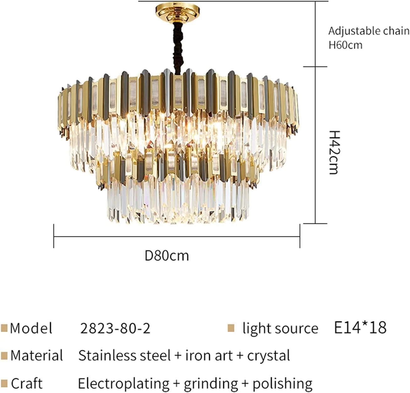 لوستر ال ای دی، روشنایی لوستر مدرن و لوکس سازگار با اتاق ناهار خوری، لامپ های کریستالی طلایی گرد، روشنایی داخلی رستوران، دکور مدرن، سفید سرد - D80CMxH40CM لوستر ال ای دی، روشنایی لوستر مدرن و لوکس سازگار با اتاق ناهار خوری، لامپ های کریستالی طلایی گرد، روشنایی داخلی رستوران، دکور مدرن، سفید سرد - D80CMxH40CM