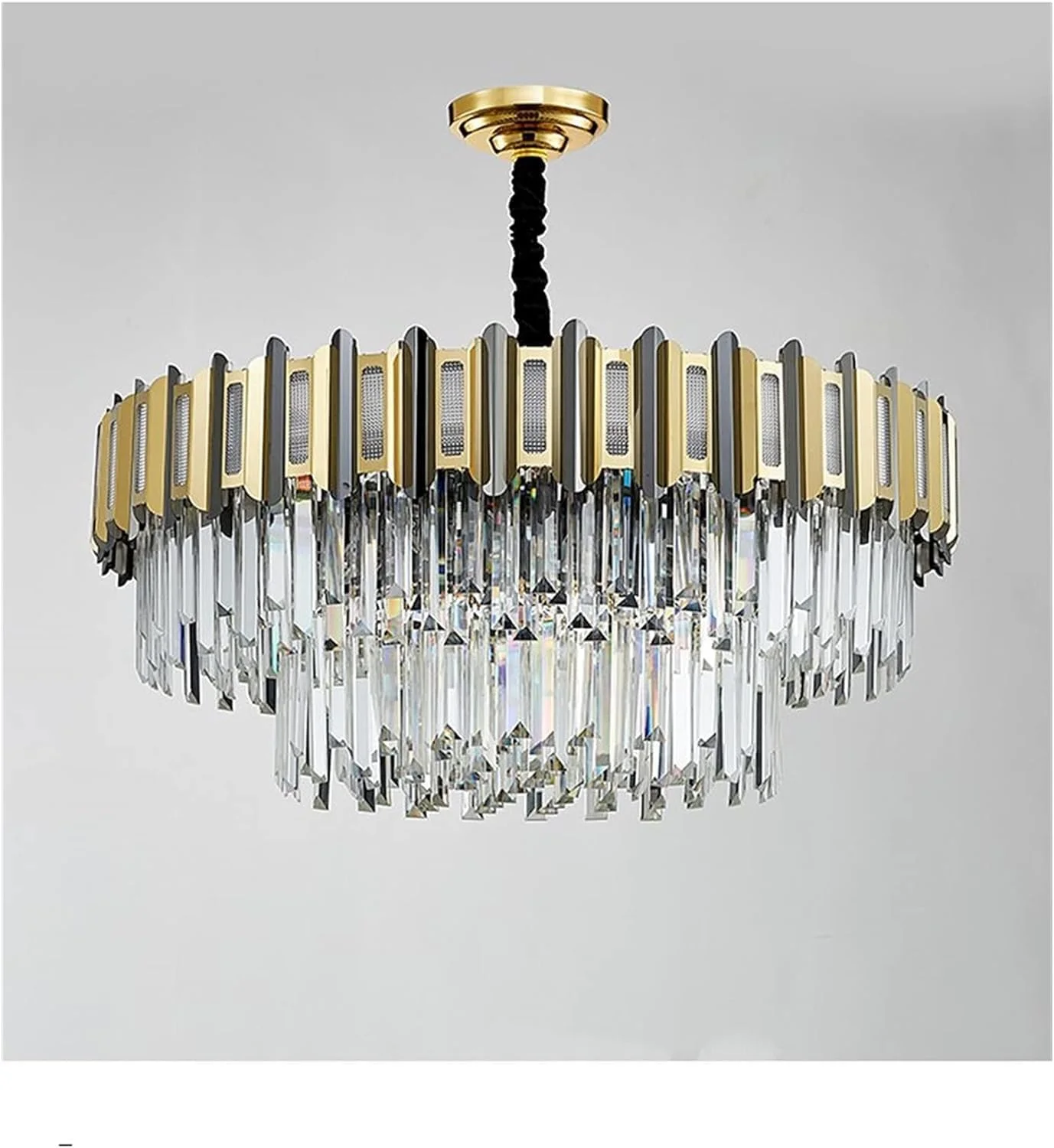 لوستر ال ای دی، لوستر مدرن لوکس سازگار با اتاق ناهار خوری، لامپ های کریستالی طلایی گرد، نورپردازی داخلی رستوران، دکور مدرن، سفید گرم - D100CMxH33CM لوستر ال ای دی، لوستر مدرن لوکس سازگار با اتاق ناهار خوری، لامپ های کریستالی طلایی گرد، نورپردازی داخلی رستوران، دکور مدرن، سفید گرم - D100CMxH33CM