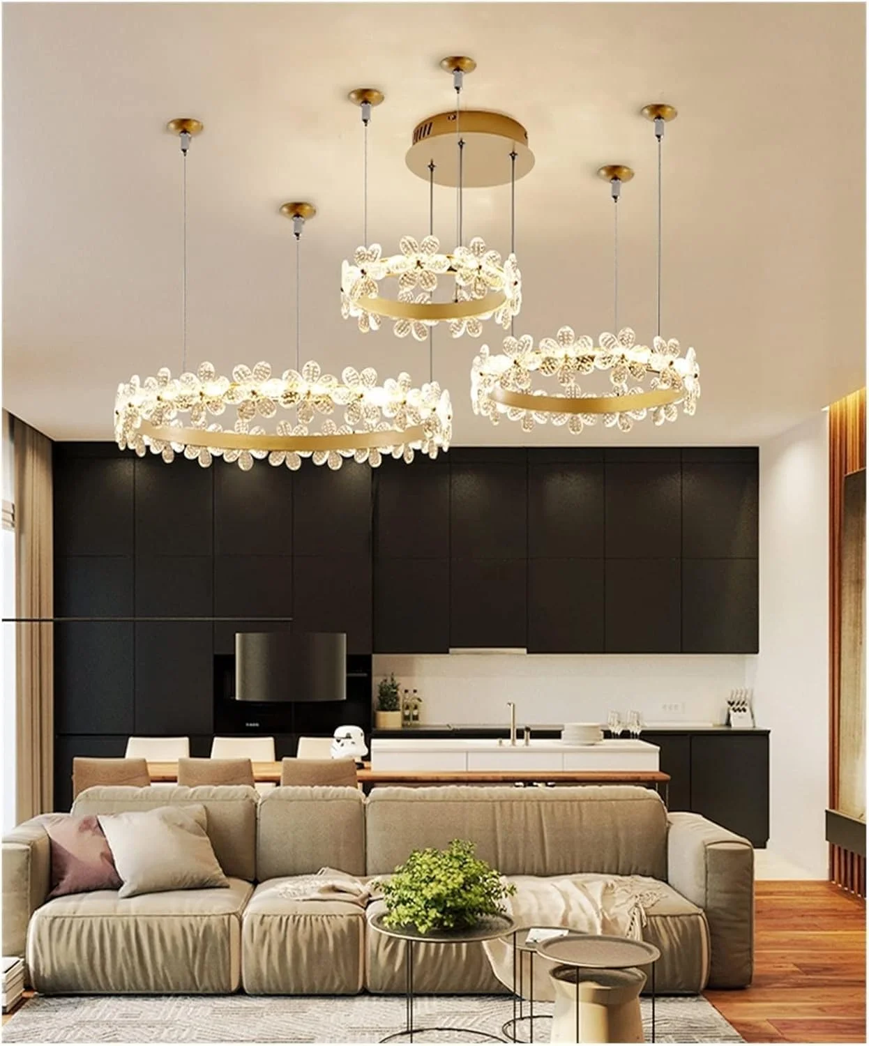 لوسترهای ال ای دی مدرن طلایی مناسب اتاق نشیمن، لوستر آویز کریستالی، روشنایی سازگار با لامپ های اتاق خواب و آشپزخانه برای اتاق نشیمن، طلایی d40-60-80cm-نور سفید گرم لوسترهای ال ای دی مدرن طلایی مناسب اتاق نشیمن، لوستر آویز کریستالی، روشنایی سازگار با لامپ های اتاق خواب و آشپزخانه برای اتاق نشیمن، طلایی d40-60-80cm-نور سفید گرم