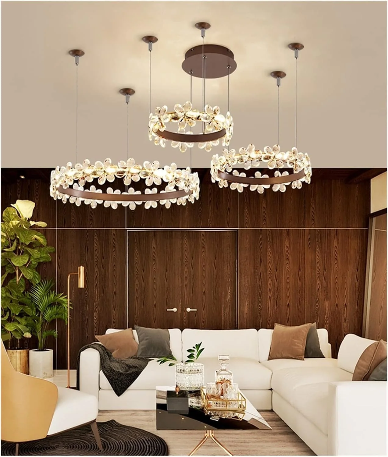 لوسترهای ال ای دی مدرن طلایی مناسب اتاق نشیمن، لوستر آویز کریستالی سازگار با اتاق خواب و آشپزخانه، لامپ های اتاق نشیمن، قهوه ای d30-40-60cm - دیمر پذیر لوسترهای ال ای دی مدرن طلایی مناسب اتاق نشیمن، لوستر آویز کریستالی سازگار با اتاق خواب و آشپزخانه، لامپ های اتاق نشیمن، قهوه ای d30-40-60cm - دیمر پذیر