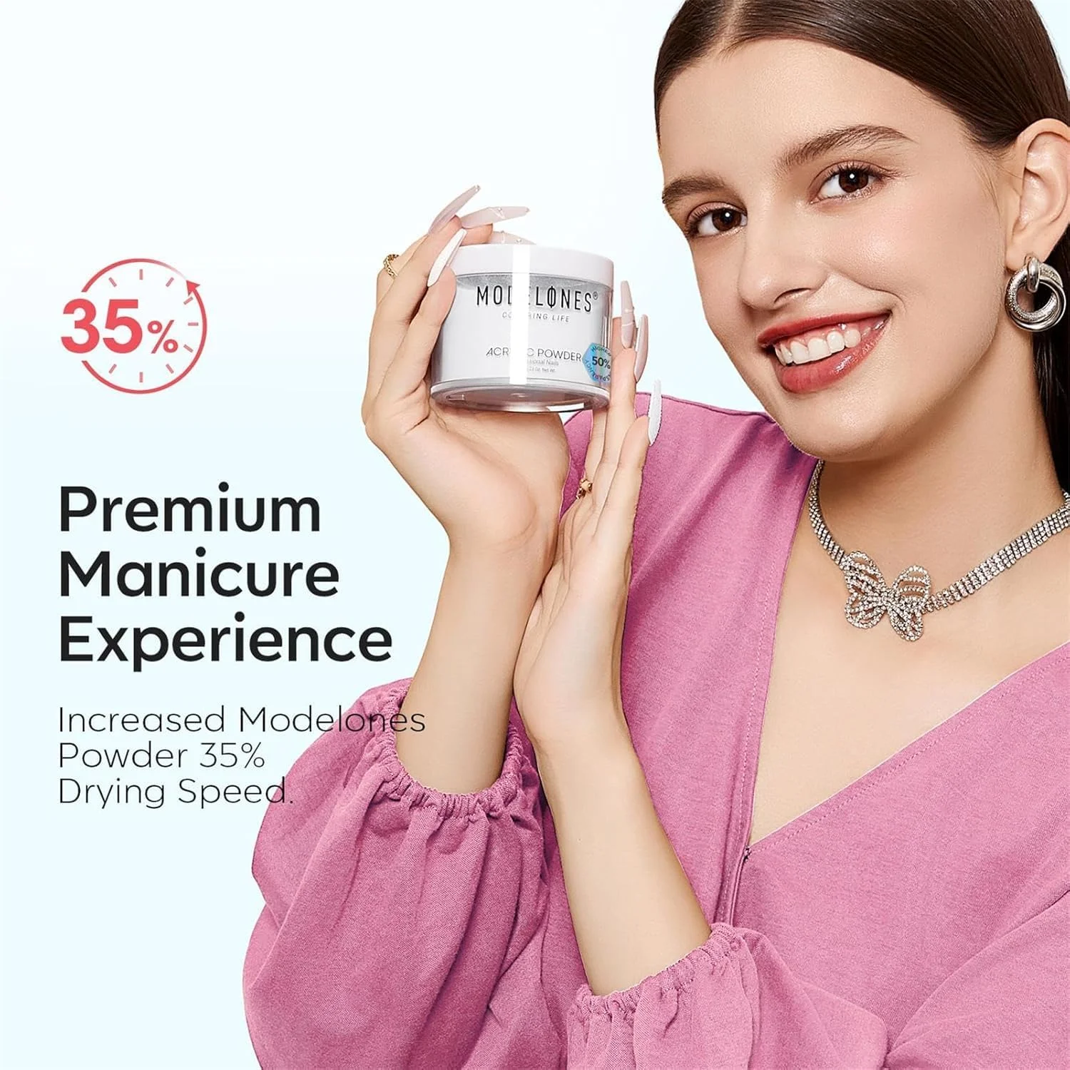 پودر اکریلیک Modelones، پودر ناخن شفاف ارتقا یافته 120 گرمی، کریستالی شفاف برای طراحی ناخن اکریلیک، حکاکی سه بعدی ناخن، اکستنشن ناخن فرانسوی، بدون زردی، هدیه برای خانم ها