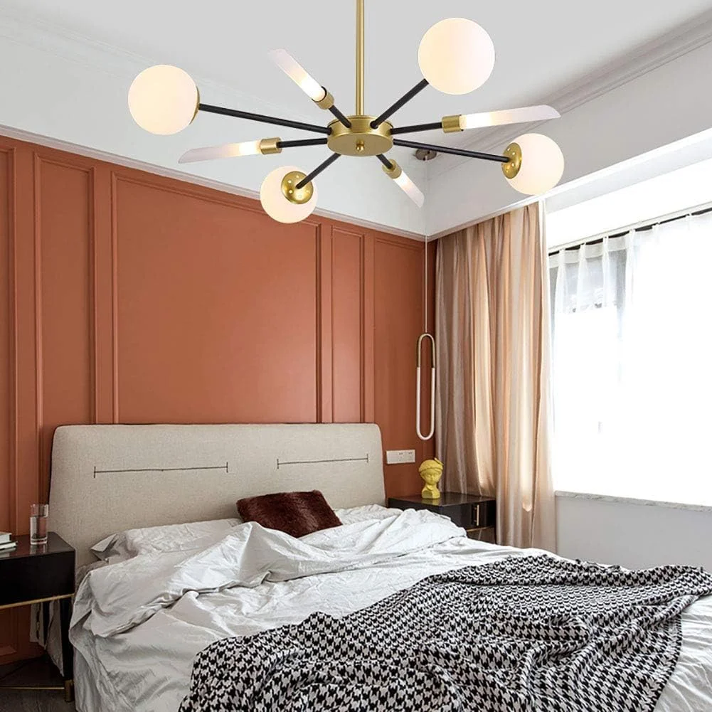 لوستر طلایی مشکی مدرن با آویز اکریلیک و 12 چراغ، آباژور سفید مات، لوستر سقفی، دکور مدرن، تک رنگ - 12 شاخه لوستر طلایی مشکی مدرن با آویز اکریلیک و 12 چراغ، آباژور سفید مات، لوستر سقفی، دکور مدرن، تک رنگ - 12 شاخه