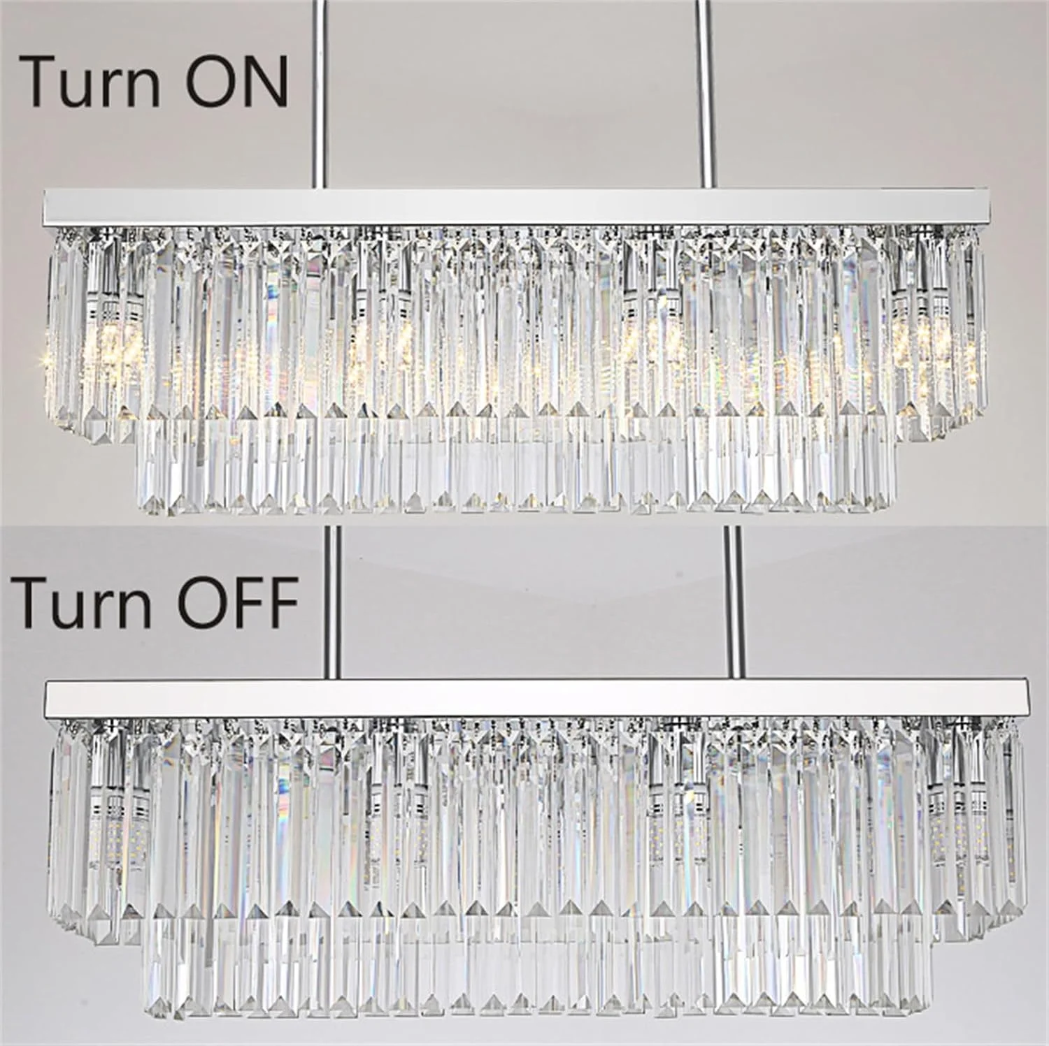 لوستر کریستالی برای اتاق ناهارخوری 10-شاخه نقره ای مدرن، لوستر مستطیلی آویز معاصر برای اتاق نشیمن جزیره آشپزخانه L80Cm X W لوستر کریستالی برای اتاق ناهارخوری 10-شاخه نقره ای مدرن، لوستر مستطیلی آویز معاصر برای اتاق نشیمن جزیره آشپزخانه L80Cm X W