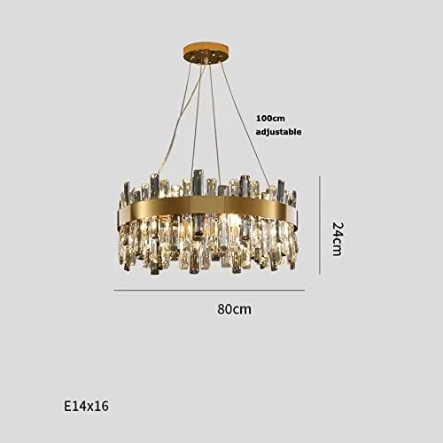 لوستر آویز کریستالی گرد LED لوکس، چراغ های آویز درخشان، مناسب برای اتاق خواب، لابی، دکور مدرن، نقره ای/نور گرم - 80 سانتی متر لوستر آویز کریستالی گرد LED لوکس، چراغ های آویز درخشان، مناسب برای اتاق خواب، لابی، دکور مدرن، نقره ای/نور گرم - 80 سانتی متر