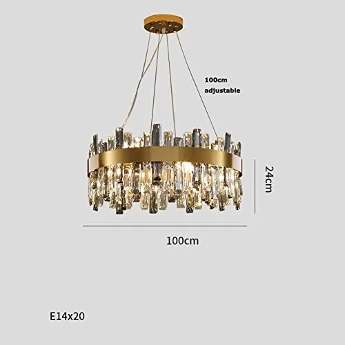 لوستر آویز کریستالی گرد LED لوکس، چراغ های آویز درخشان، مناسب برای اتاق خواب، دکور مدرن، طلایی/سفید - 90 سانتی متر لوستر آویز کریستالی گرد LED لوکس، چراغ های آویز درخشان، مناسب برای اتاق خواب، دکور مدرن، طلایی/سفید - 90 سانتی متر