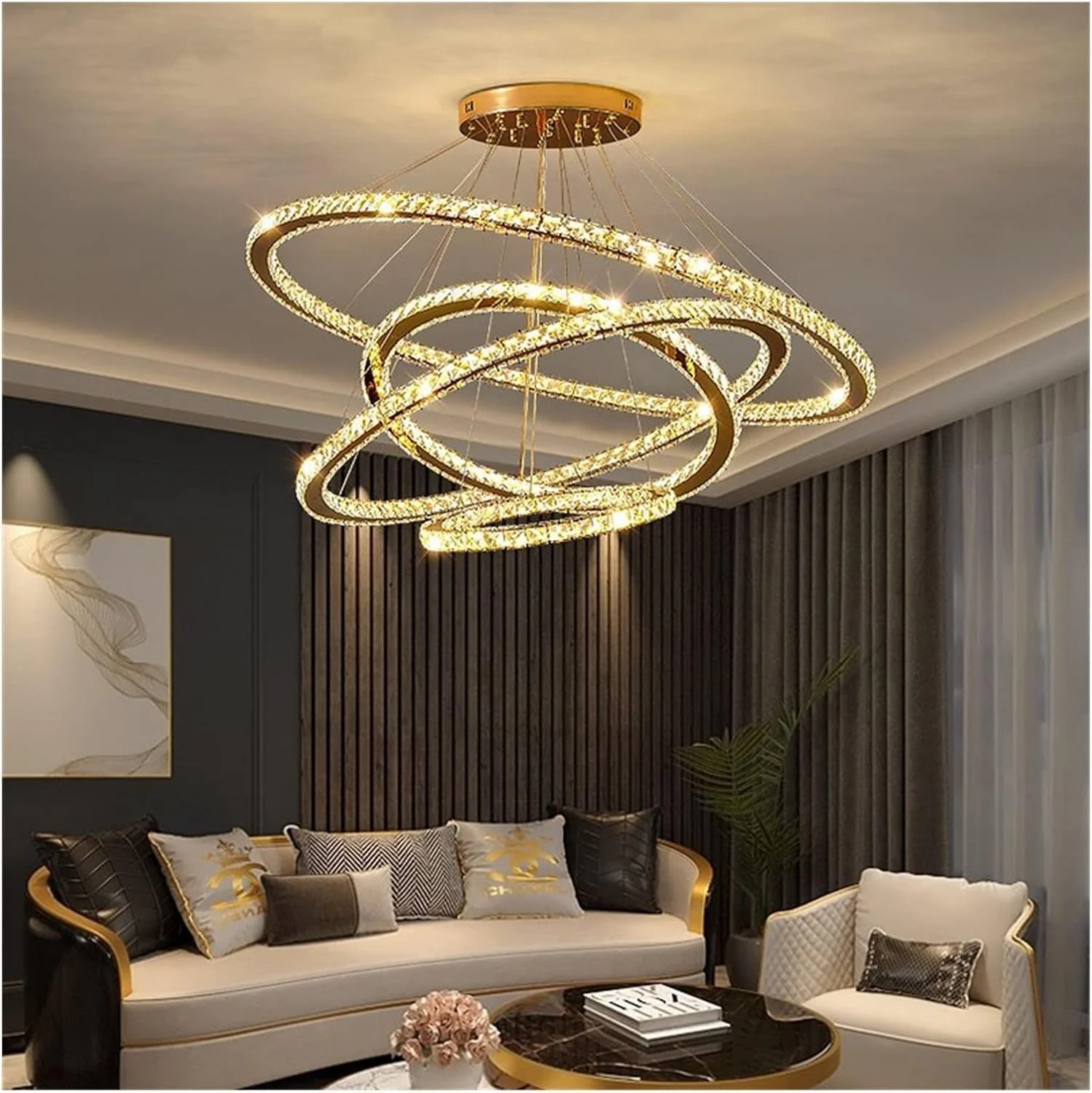 لوستر مدرن LED، چراغ آویز LED اتاق نشیمن، لوستر طلایی تیتانیومی مناسب برای اتاق خواب، آشپزخانه، اتاق غذاخوری، دیمر دار با ریموت، دکور مدرن، 4 حلقه - 20-40-60-80 سانتی متر - دیمینگ لوستر مدرن LED، چراغ آویز LED اتاق نشیمن، لوستر طلایی تیتانیومی مناسب برای اتاق خواب، آشپزخانه، اتاق غذاخوری، دیمر دار با ریموت، دکور مدرن، 4 حلقه - 20-40-60-80 سانتی متر - دیمینگ