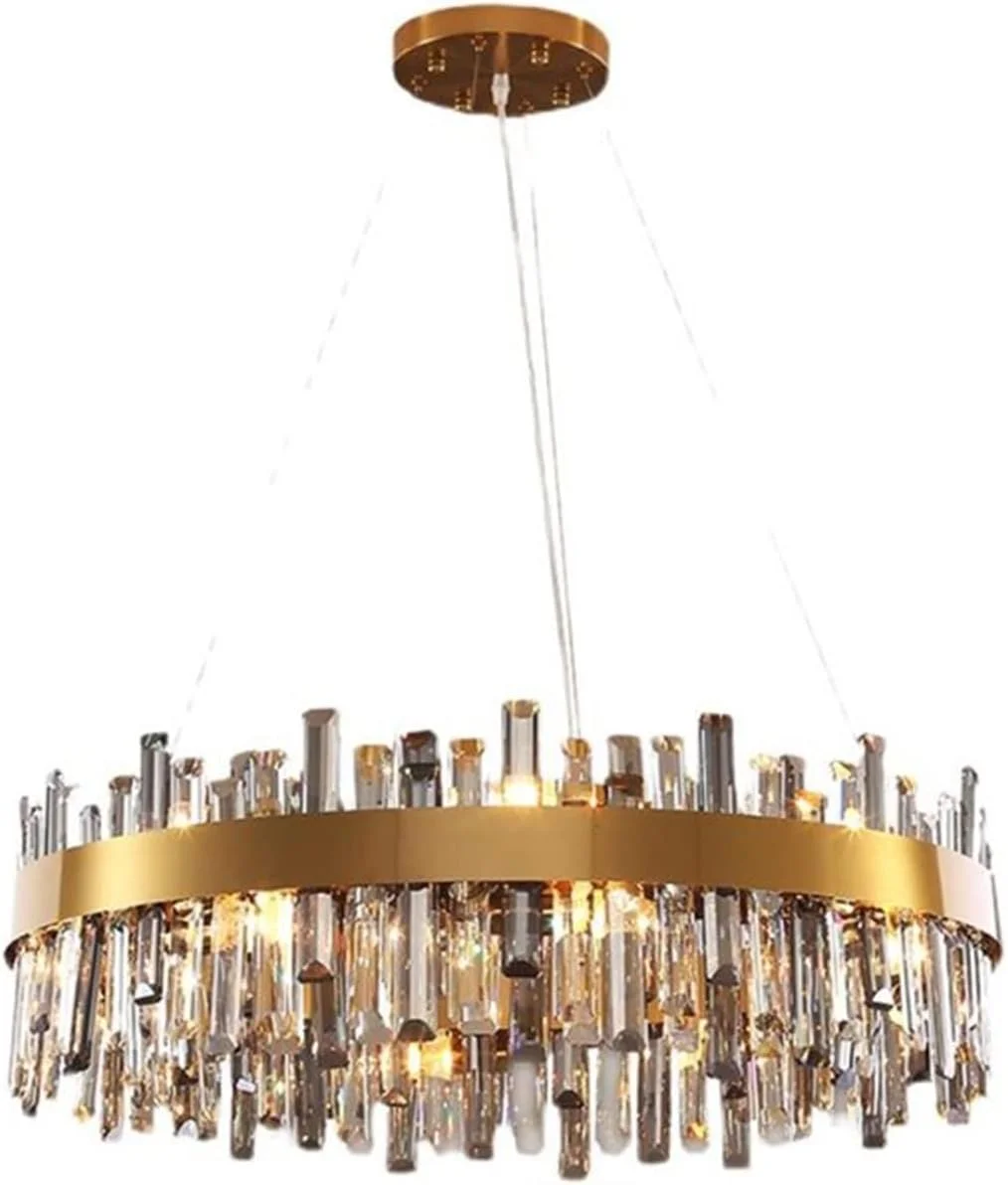 لوستر آویز گرد کریستالی LED لوکس، چراغ های آویز درخشان، مناسب برای اتاق خواب، دکور مدرن، طلایی/دیمر پذیر - 90 سانتی متر لوستر آویز گرد کریستالی LED لوکس، چراغ های آویز درخشان، مناسب برای اتاق خواب، دکور مدرن، طلایی/دیمر پذیر - 90 سانتی متر