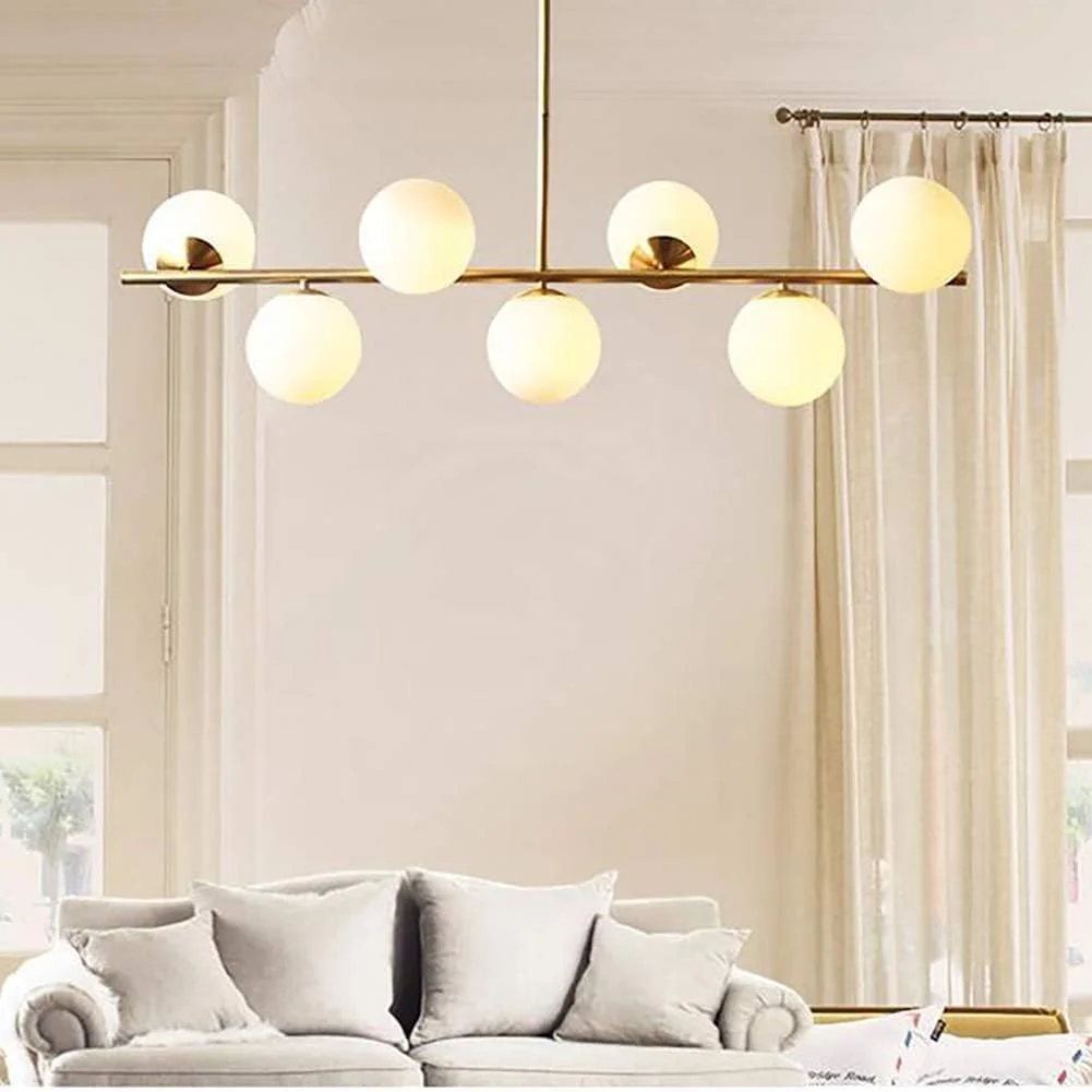 لوستر مدرن طلایی با آویز کروی سفید، چراغ آویز اسputnik با شیشه کروی مات و ارتفاع قابل تنظیم، مناسب برای اتاق ناهارخوری، اتاق نشیمن و آشپزخانه (طلایی) لوستر مدرن طلایی با آویز کروی سفید، چراغ آویز اسputnik با شیشه کروی مات و ارتفاع قابل تنظیم، مناسب برای اتاق ناهارخوری، اتاق نشیمن و آشپزخانه (طلایی)