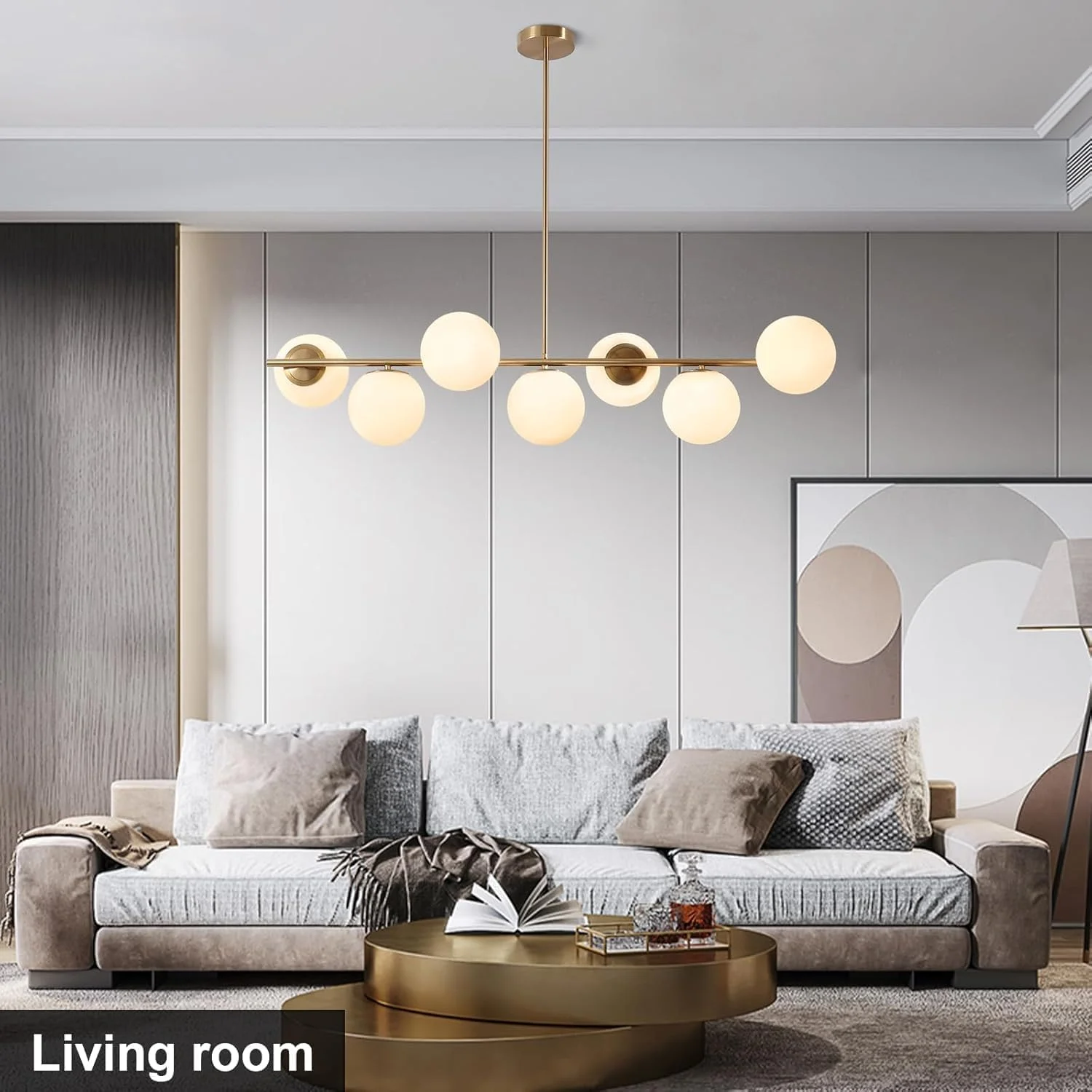 لوستر مدرن طلایی با آویز کروی سفید، چراغ آویز اسputnik با شیشه کروی مات و ارتفاع قابل تنظیم، مناسب برای اتاق ناهارخوری، اتاق نشیمن و آشپزخانه (طلایی) لوستر مدرن طلایی با آویز کروی سفید، چراغ آویز اسputnik با شیشه کروی مات و ارتفاع قابل تنظیم، مناسب برای اتاق ناهارخوری، اتاق نشیمن و آشپزخانه (طلایی)