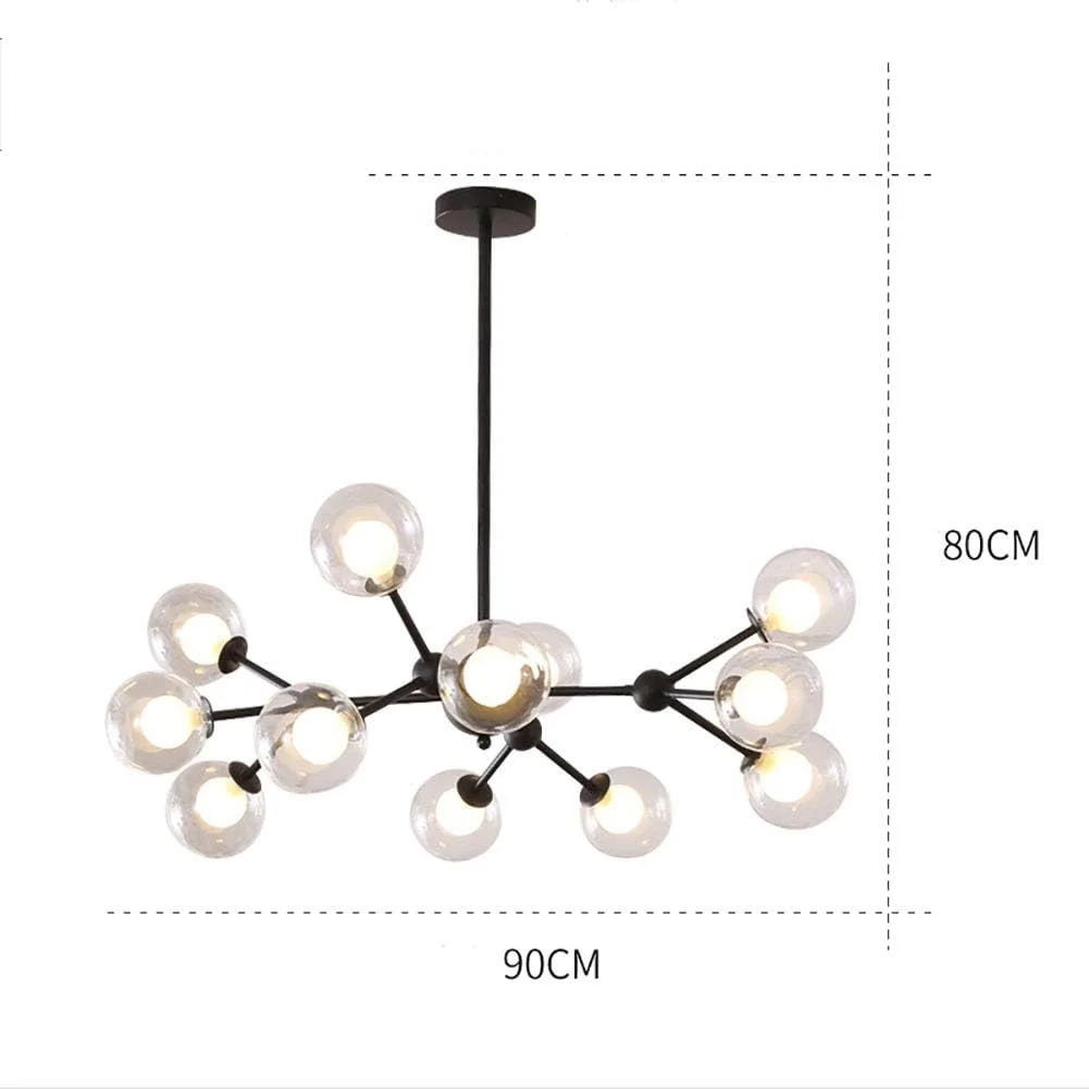 لوستر مدرن 12 شاخه طلایی با حبابهای شیشهای کروی، چراغ آویز دکوراتیو با پایه فلزی به سبک اواسط قرن، مناسب آشپزخانه و اتاق نشیمن - 12 سر مشکی 90x80 سانتیمتر لوستر مدرن 12 شاخه طلایی با حبابهای شیشهای کروی، چراغ آویز دکوراتیو با پایه فلزی به سبک اواسط قرن، مناسب آشپزخانه و اتاق نشیمن - 12 سر مشکی 90x80 سانتیمتر