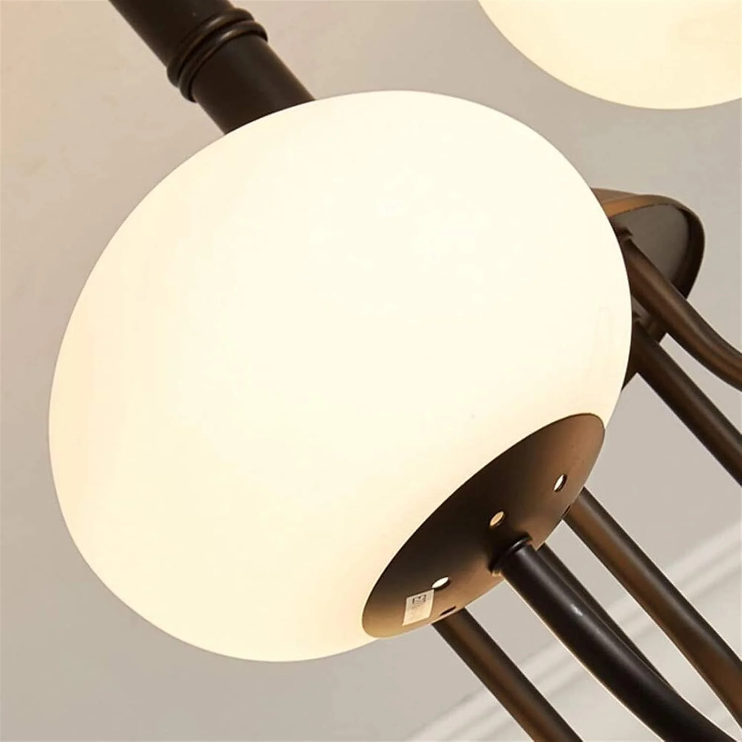 لوستر مناسب اتاق نشیمن به سبک آمریکایی، لوستر هنر آهنی، مناسب رستوران، اتاق خواب، هتل، راه پله، اتاق مطالعه، لوستر شید شیشه ای رترو اروپایی، مشکی 5 شاخه 55x55x60 سانتی متر