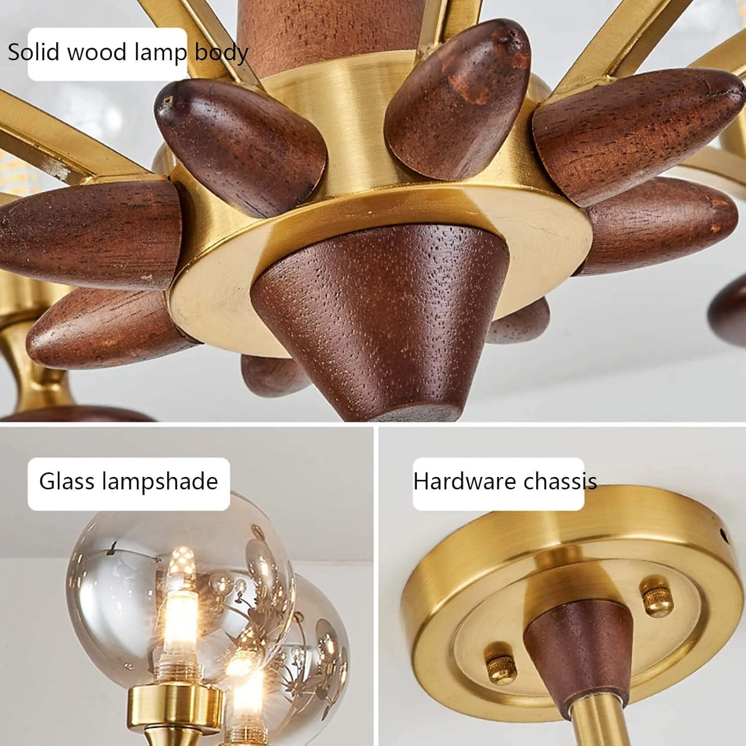 لوستر چوبی طلایی آویز رمانتیک G9 چراغ سقفی برای اتاق نشیمن لوستر چوبی طلایی آویز رمانتیک G9 چراغ سقفی برای اتاق نشیمن