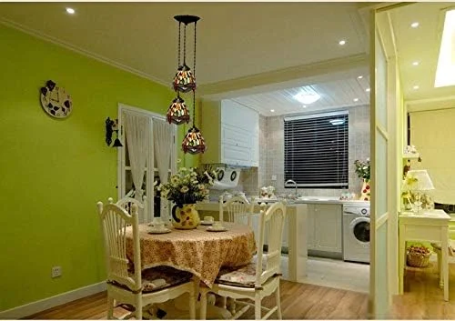 لوستر آویز سقفی شیشه رنگی طرح تیفانی قطر 17.5 سانتیمتر، مناسب رستورانهای غربی، چراغ تزئینی دستساز، آویز کوچک طرح سنجاقک لوستر آویز سقفی شیشه رنگی طرح تیفانی قطر 17.5 سانتیمتر، مناسب رستورانهای غربی، چراغ تزئینی دستساز، آویز کوچک طرح سنجاقک