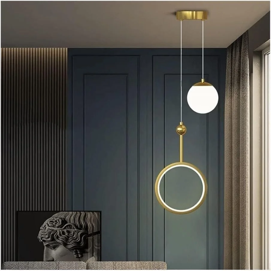 لوستر طلایی حلقه شیشه ای + چراغ آویز شیشه ای سفید شیری 2-شاخه ای LED فلزی آهن شخصی سازی شده، روشنایی انبار، چراغ های سقفی خانه های روستایی لوستر طلایی حلقه شیشه ای + چراغ آویز شیشه ای سفید شیری 2-شاخه ای LED فلزی آهن شخصی سازی شده، روشنایی انبار، چراغ های سقفی خانه های روستایی