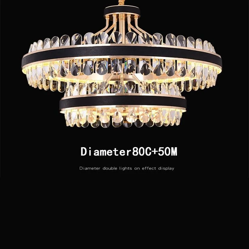 لوستر کریستالی ال ای دی مدرن گرد/مستطیلی آویز طلایی سازگار با نورپردازی دکوراسیون منزل، دکور مدرن