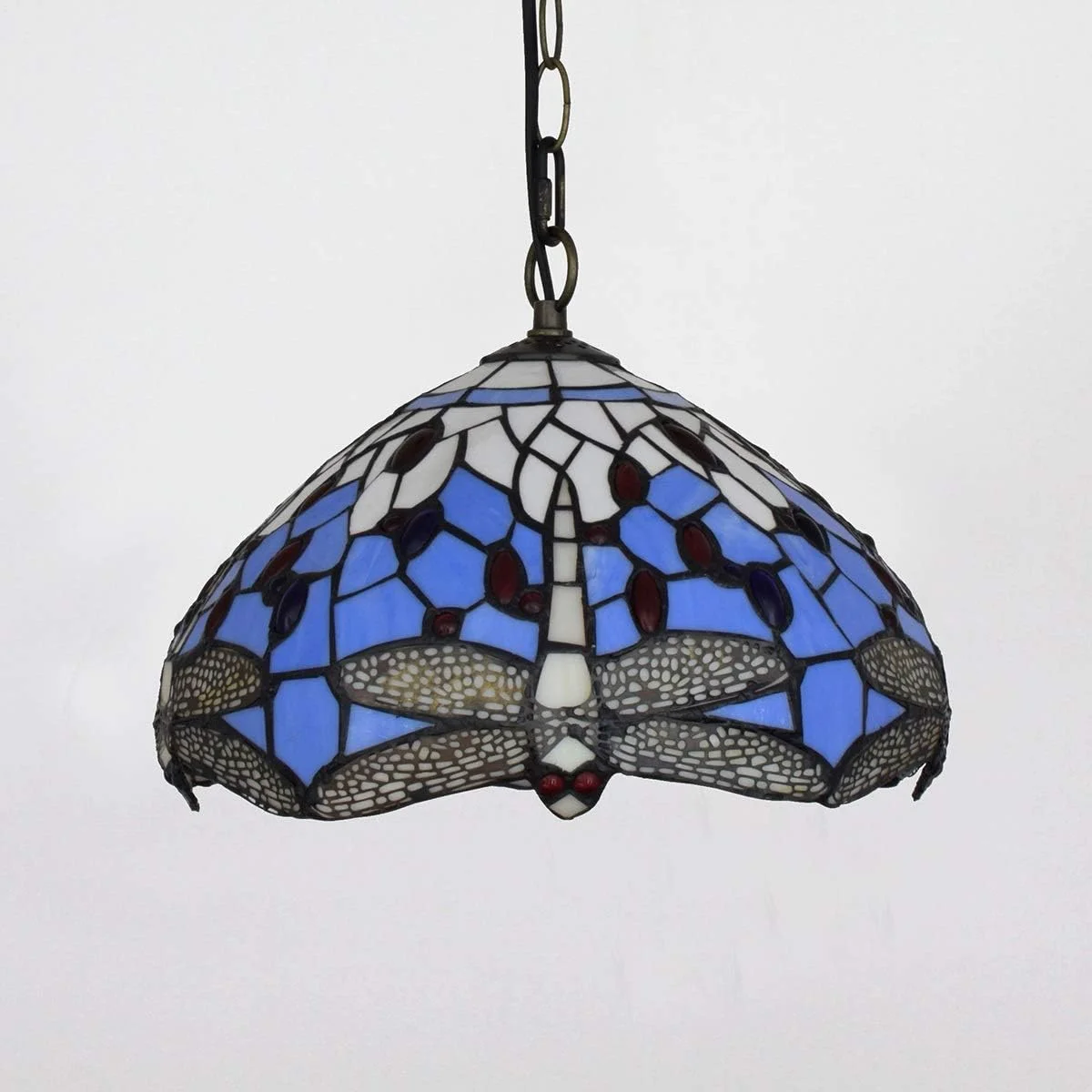 لوستر آویز سقفی شیشه رنگی 30 سانتیمتری تیفانی طرح مدیترانهای بنفش و آبی با طرح سنجاقک مناسب اتاق خواب، رستوران و کافه لوستر آویز سقفی شیشه رنگی 30 سانتیمتری تیفانی طرح مدیترانهای بنفش و آبی با طرح سنجاقک مناسب اتاق خواب، رستوران و کافه