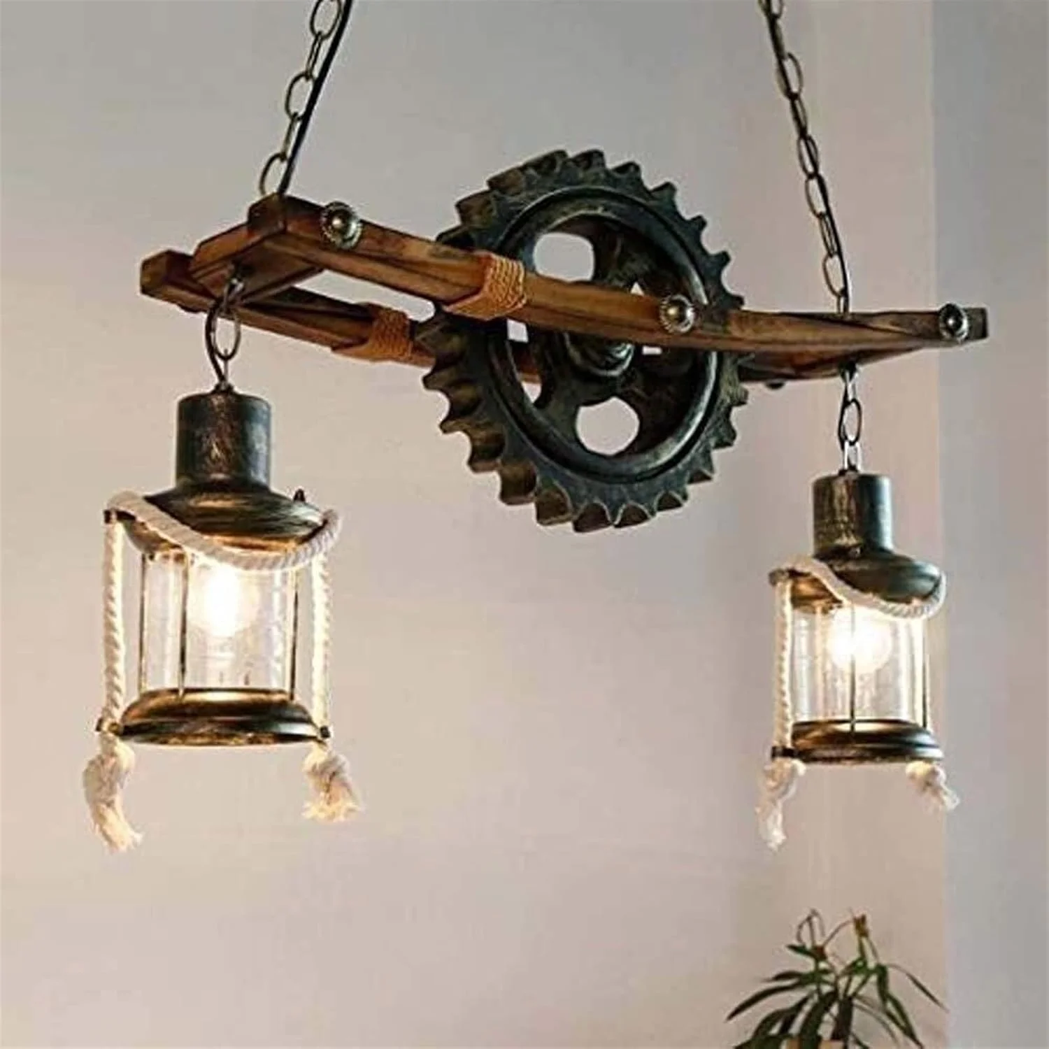 لوستر شخصیت عالی رستوران خلاقانه کافه بار لوستر لافت کانتری رترو صنعتی بادی چوب چرخ دنده آهن فرفورژه 78 * 19 * 56 سانتی متر لوستر شخصیت عالی رستوران خلاقانه کافه بار لوستر لافت کانتری رترو صنعتی بادی چوب چرخ دنده آهن فرفورژه 78 * 19 * 56 سانتی متر
