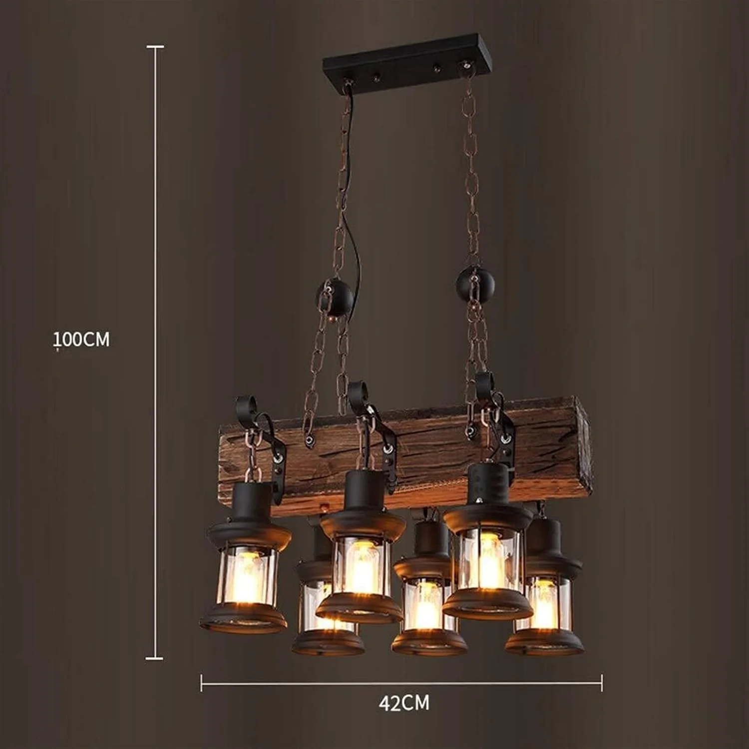 لوستر چوبی قایقی طرح آهن فرفورژه، مناسب برای کافه، فروشگاه و سبک صنعتی رترو لوستر چوبی قایقی طرح آهن فرفورژه، مناسب برای کافه، فروشگاه و سبک صنعتی رترو