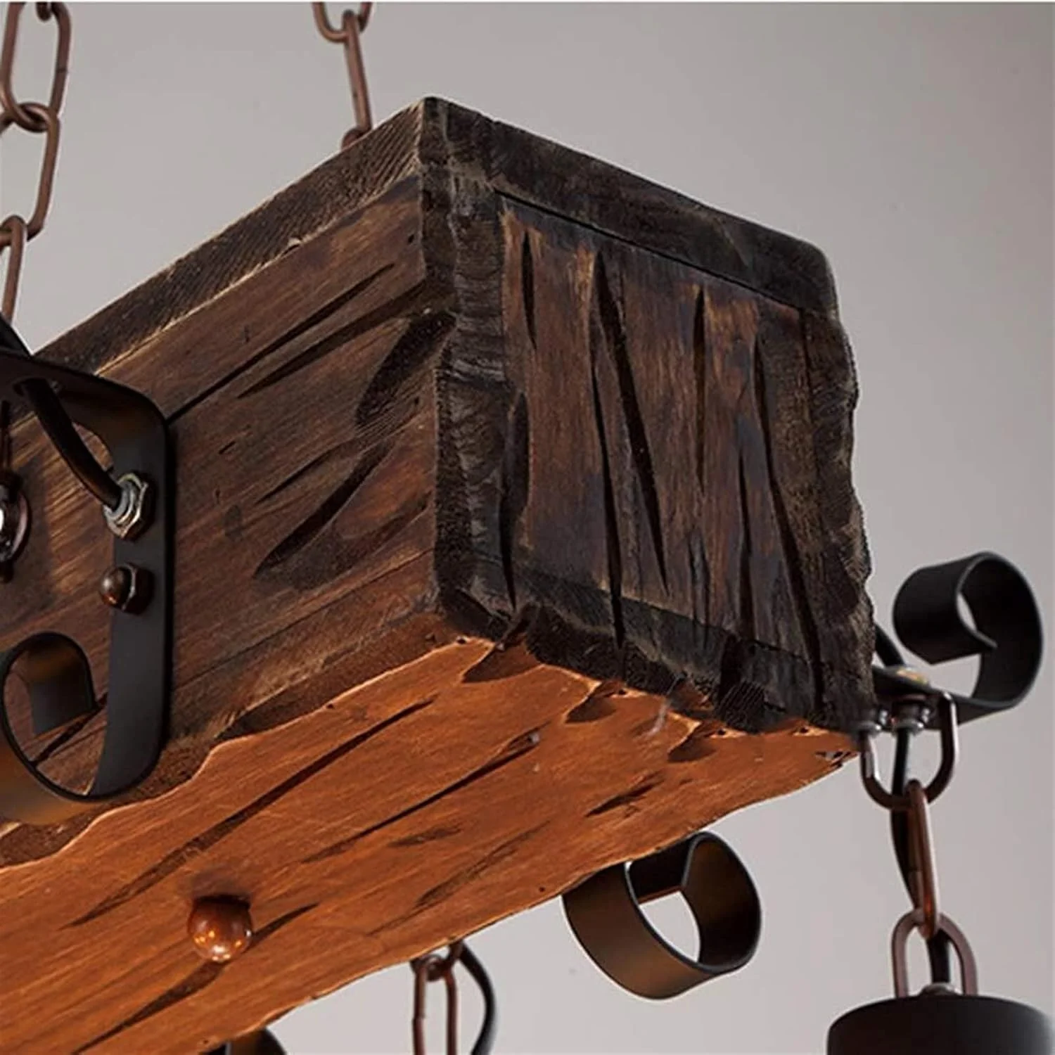 لوستر چوبی قایقی طرح آهن فرفورژه، مناسب برای کافه، فروشگاه و سبک صنعتی رترو لوستر چوبی قایقی طرح آهن فرفورژه، مناسب برای کافه، فروشگاه و سبک صنعتی رترو