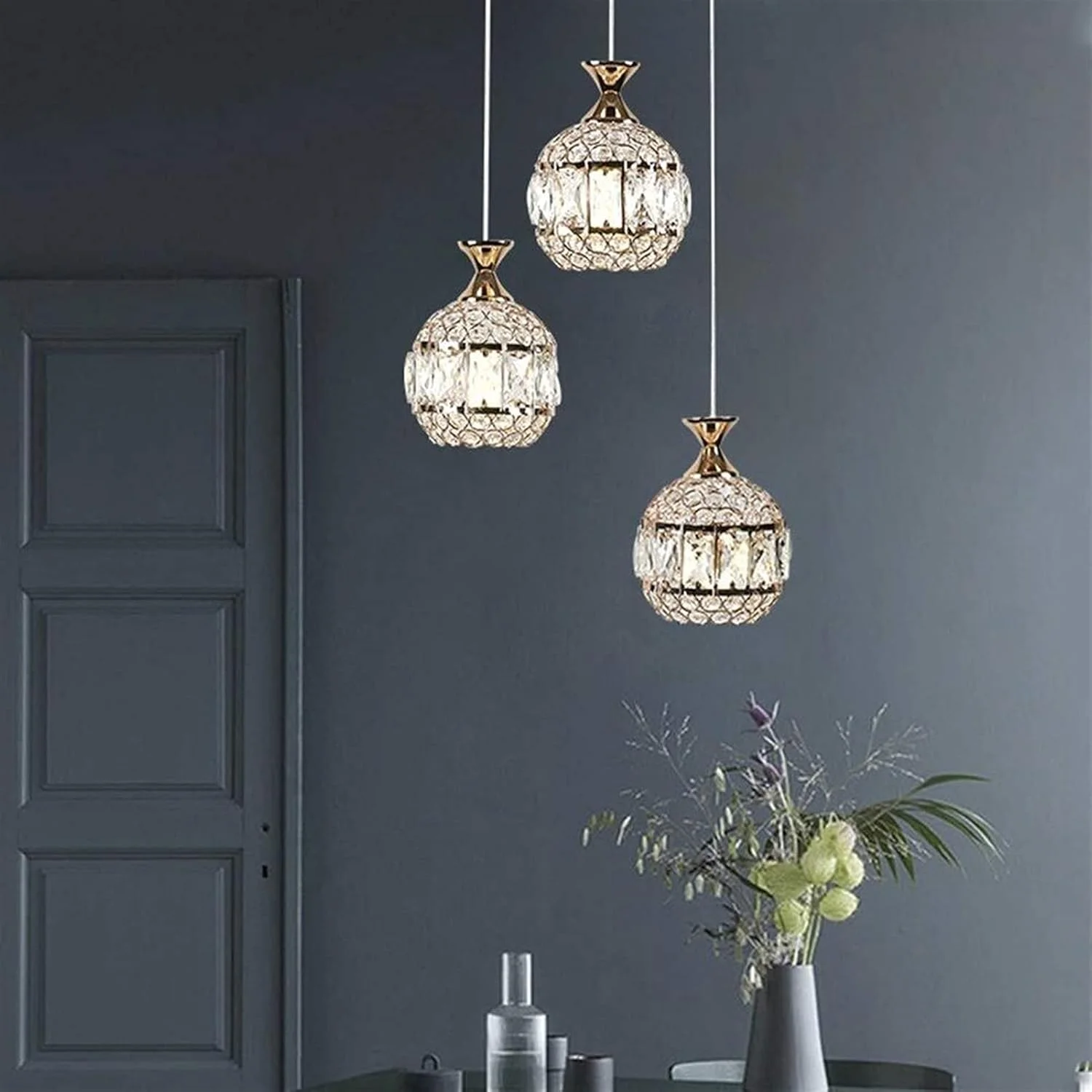 لوستر شخصیت عالی خلاقانه سه شاخه جنس آهن فرفورژه کریستال اندازه لوستر 15cm*22cm روشنایی لوستر روشنایی کافه بار رستوران اتاق خواب مطالعه اتاق نشیمن