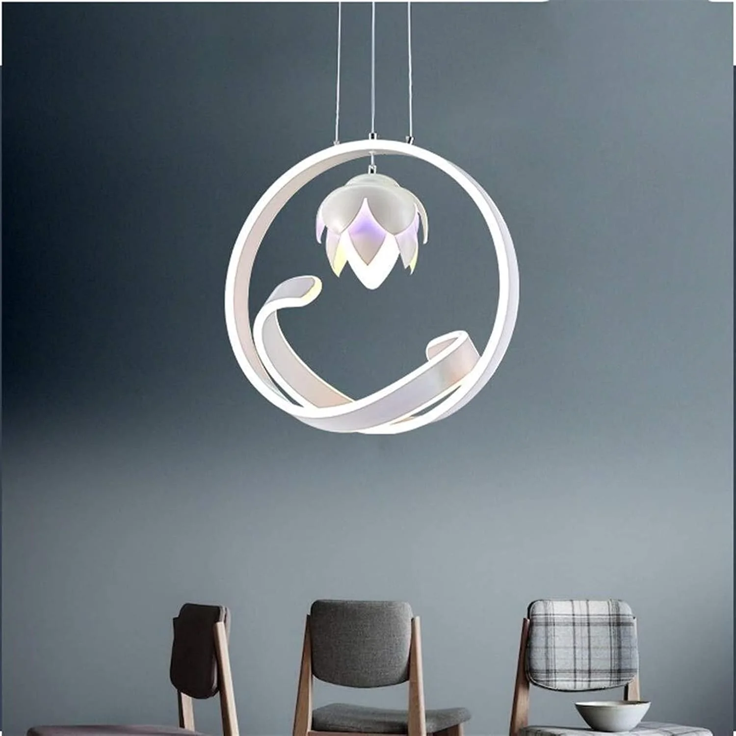 لوستر تک شاخه خلاقانه با طراحی عالی، جنس آهن فرفورژه و چوب کاج مناسب برای رستوران، ابعاد 40cm*40cm، روشنایی لوستر برای کافه، بار، رستوران، اتاق خواب، اتاق مطالعه، اتاق نشیمن، سه رنگ