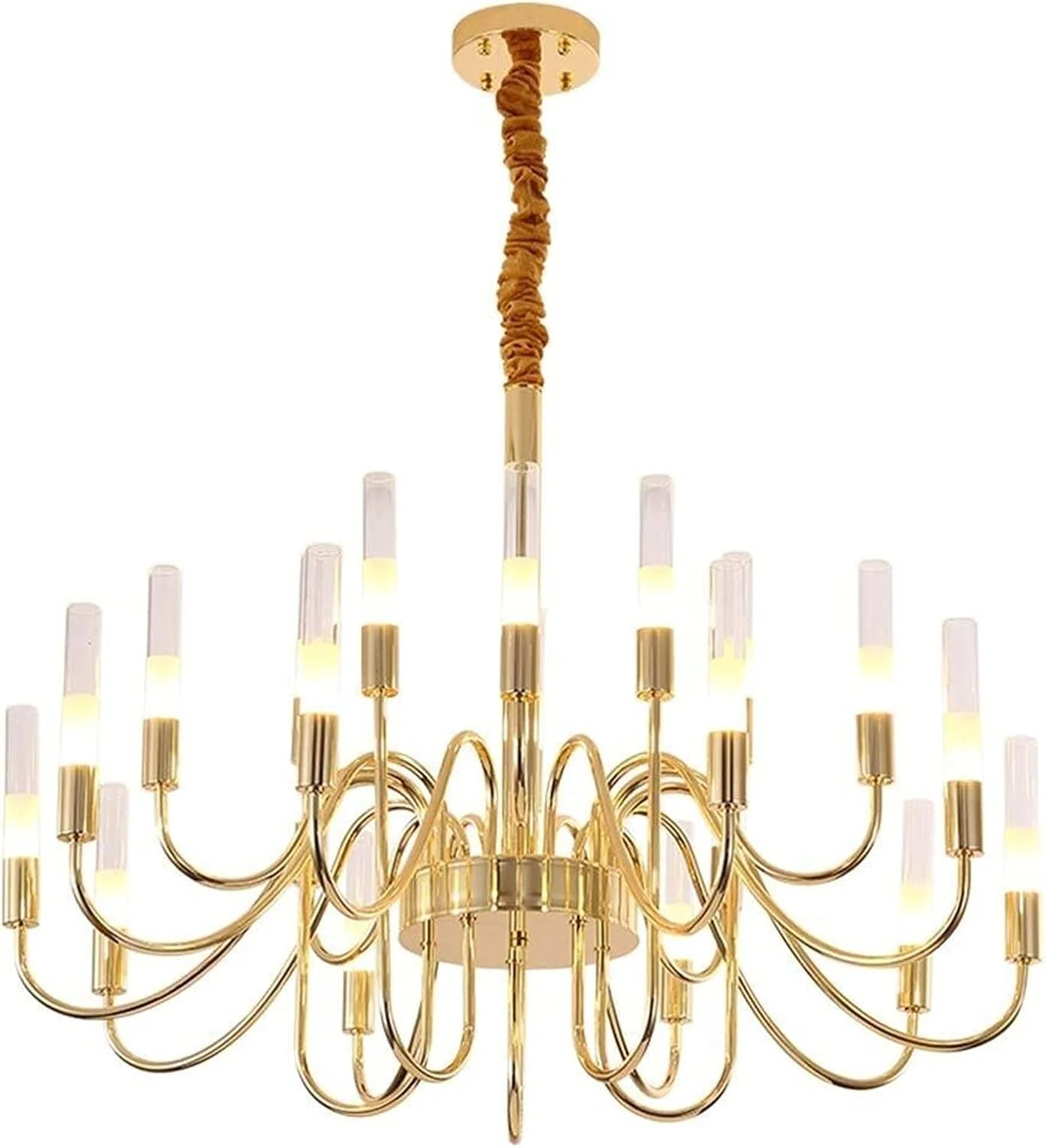 لوستر مدرن و بینقص با روکش لوله شیشهای گرد، لوستر طلایی اتاق نشیمن، لوستر رستوران، لامپ اتاق خواب، سرپیچ G9 لوستر مدرن و بینقص با روکش لوله شیشهای گرد، لوستر طلایی اتاق نشیمن، لوستر رستوران، لامپ اتاق خواب، سرپیچ G9