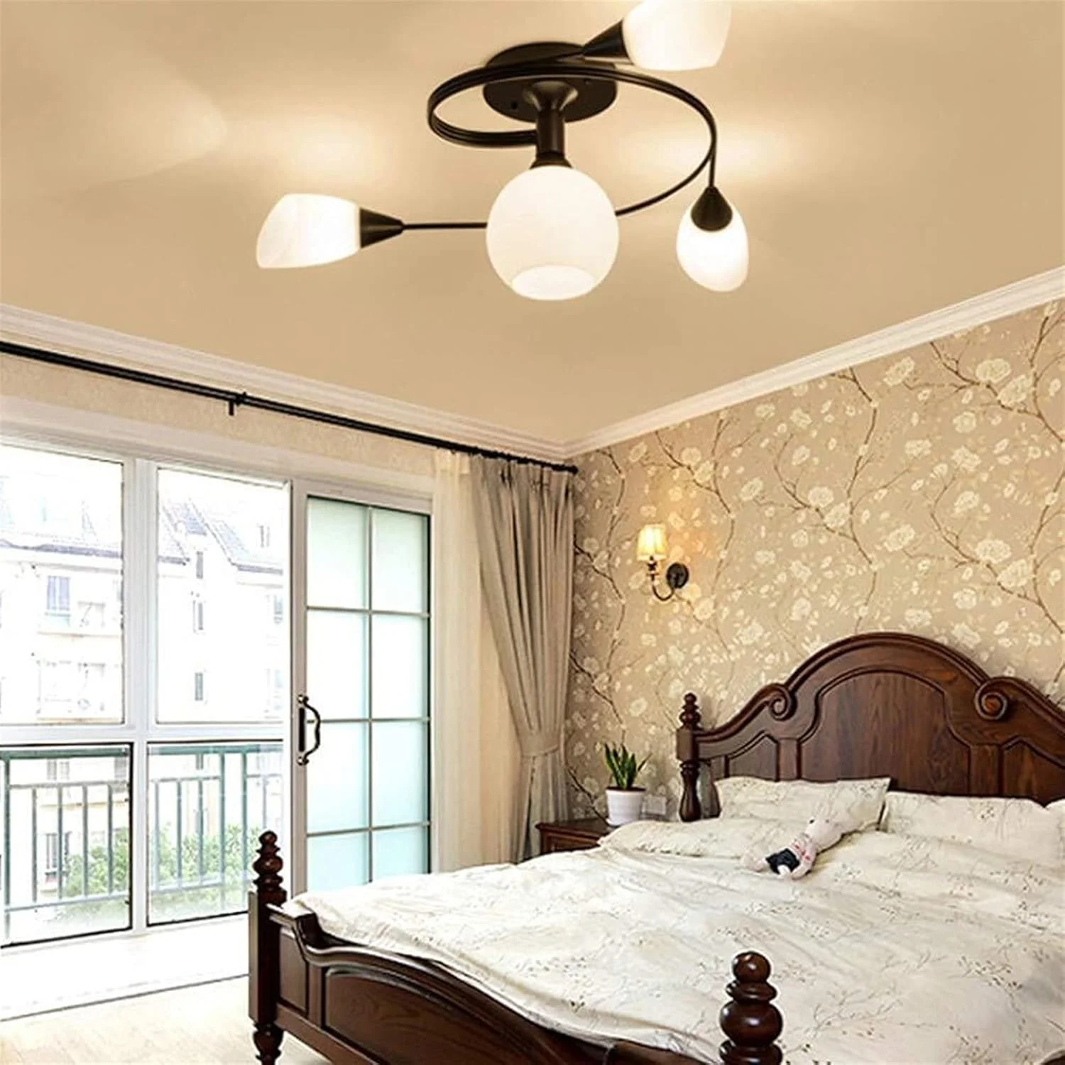 لوستر سقفی گرد ساده و رترو به سبک آمریکایی، ساخته شده از آهن و شیشه، مناسب اتاق نشیمن، اتاق خواب و غذاخوری، دارای 4 سرپیچ، ابعاد 70x70x30 سانتی متر لوستر سقفی گرد ساده و رترو به سبک آمریکایی، ساخته شده از آهن و شیشه، مناسب اتاق نشیمن، اتاق خواب و غذاخوری، دارای 4 سرپیچ، ابعاد 70x70x30 سانتی متر