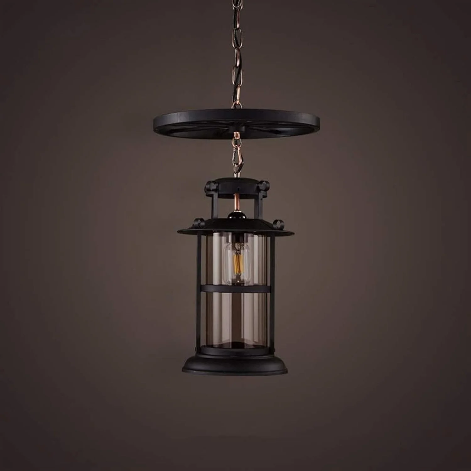 لوستر چرخ دنده ای صنعتی رترو، جنس آهن فرفورژه، سایز ۲۲cm*۱۰۰cm، مناسب برای روشنایی کافه، بار، ایوان، رستوران، اتاق خواب، اتاق مطالعه و نشیمن