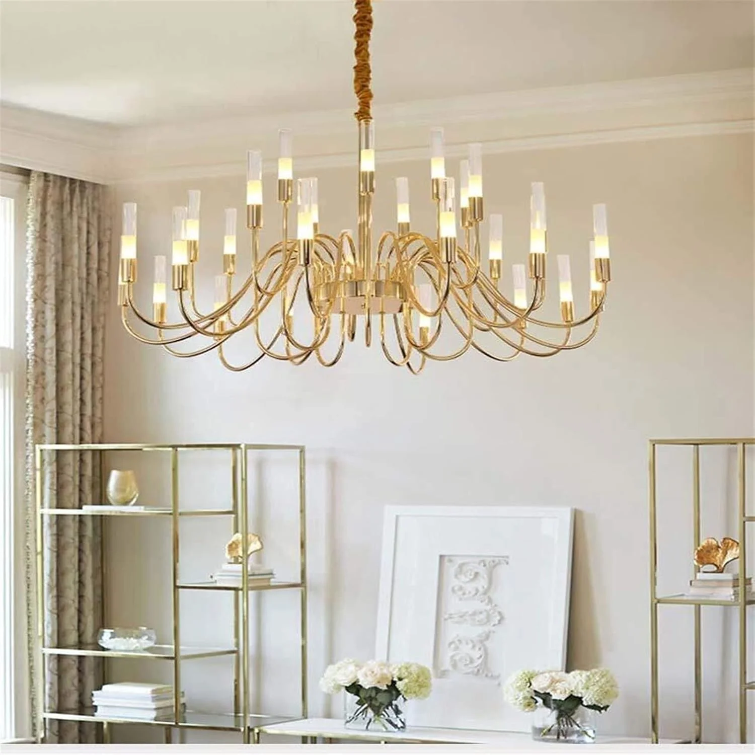 لوستر مدرن و بینقص با روکش لوله شیشهای گرد، لوستر طلایی اتاق نشیمن، لوستر رستوران، لامپ اتاق خواب، سرپیچ G9 لوستر مدرن و بینقص با روکش لوله شیشهای گرد، لوستر طلایی اتاق نشیمن، لوستر رستوران، لامپ اتاق خواب، سرپیچ G9