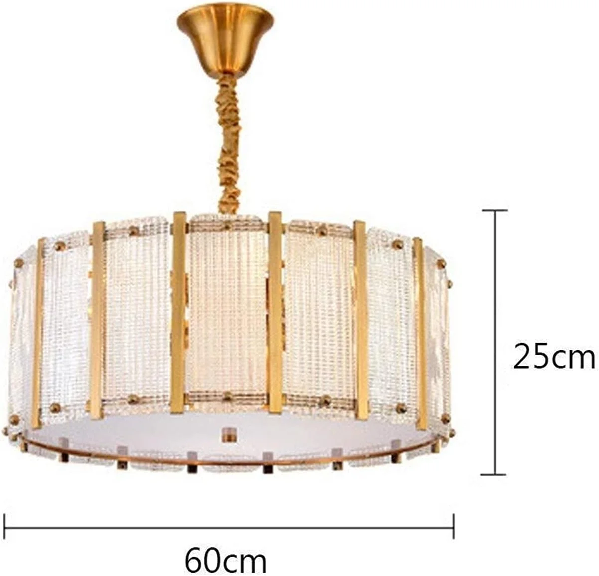 لوستر طلایی شیشه ای عالی مناسب اتاق نشیمن، اتاق خواب، رستوران، کافی شاپ، مدرن، مینیمال، گرد، هنر آهن، چراغ سقفی صنایع دستی 60x60x25 سانتی متر