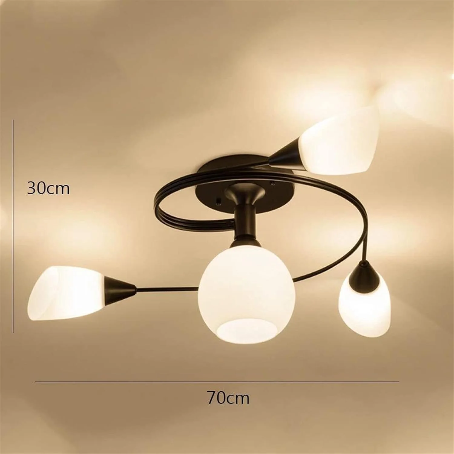 لوستر سقفی گرد ساده و رترو به سبک آمریکایی، ساخته شده از آهن و شیشه، مناسب اتاق نشیمن، اتاق خواب و غذاخوری، دارای 4 سرپیچ، ابعاد 70x70x30 سانتی متر لوستر سقفی گرد ساده و رترو به سبک آمریکایی، ساخته شده از آهن و شیشه، مناسب اتاق نشیمن، اتاق خواب و غذاخوری، دارای 4 سرپیچ، ابعاد 70x70x30 سانتی متر