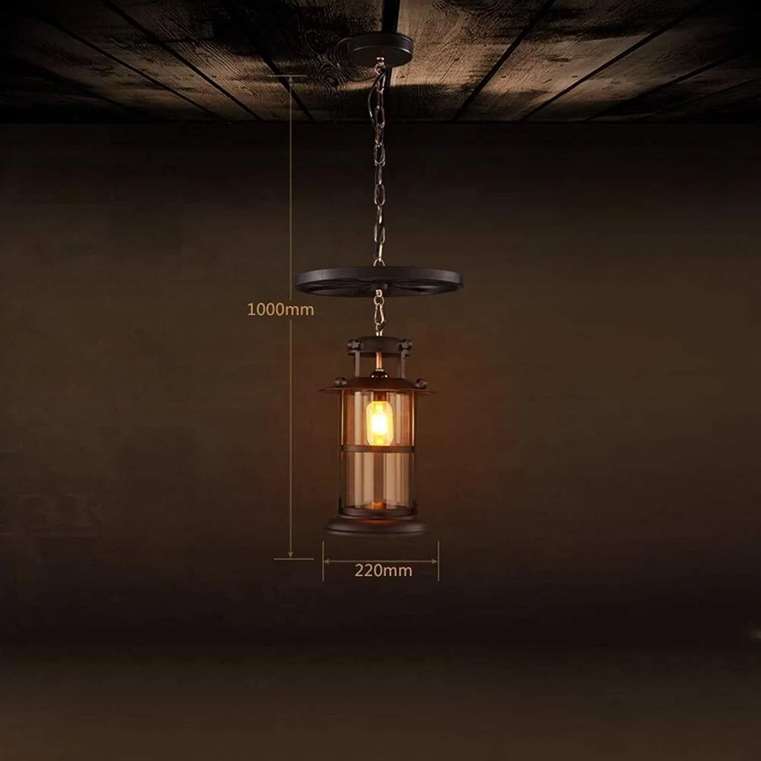 لوستر چرخ دنده ای صنعتی رترو، جنس آهن فرفورژه، سایز ۲۲cm*۱۰۰cm، مناسب برای روشنایی کافه، بار، ایوان، رستوران، اتاق خواب، اتاق مطالعه و نشیمن