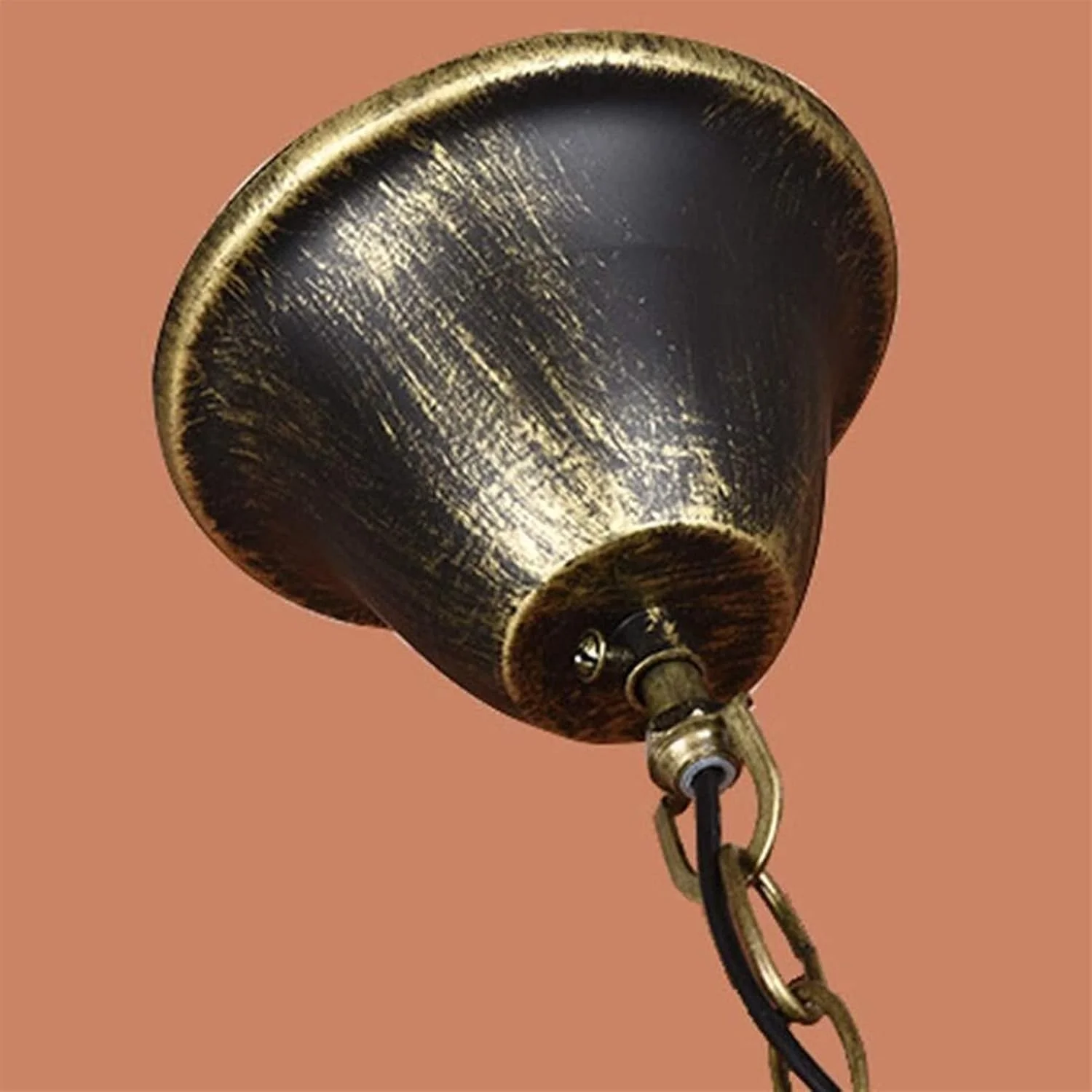 لوستر آویز آهن آنتیک آمریکایی، لوستر هنری رترو مناسب اتاق نشیمن، اتاق خواب، راه پله، رستوران، کافه و بار، لوستر سقفی برنزی مدل چراغ نفتی، ابعاد 19x42 سانتی متر