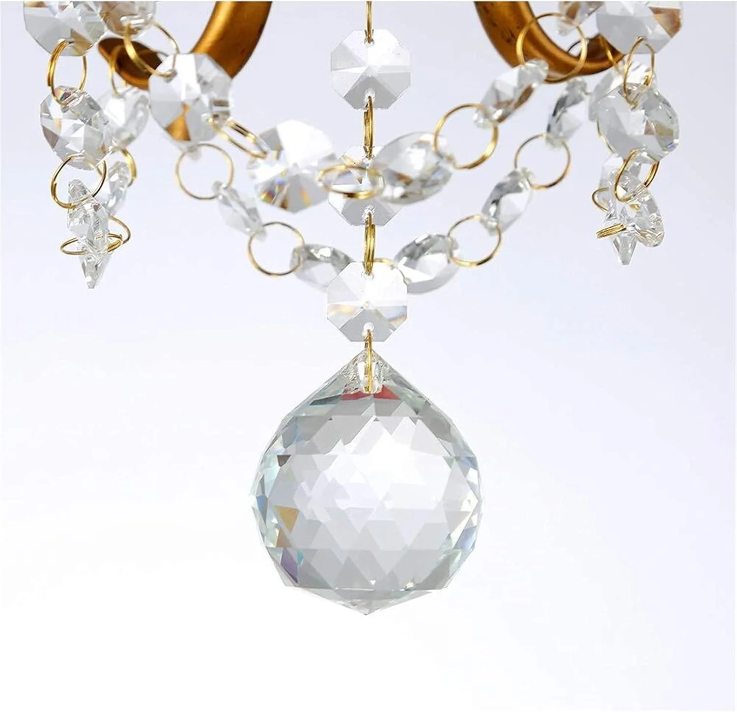 لوستر برنزی عالی به سبک اروپایی و آمریکایی رترو کریستالی ۴۲ * ۴۲ * ۵۹ سانتی متر، مناسب رستوران، اتاق نشیمن، اتاق غذاخوری، اتاق مطالعه، اتاق خواب، لامپ ال ای دی آهنی با نور گرم، ۳ شاخه