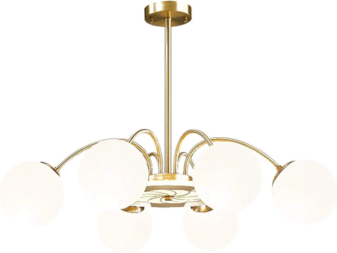 لوستر 10 شعله آویز برنجی طلایی، لوستر مدرن اواسط قرن، دکور مدرن، مسی - 6 شعله