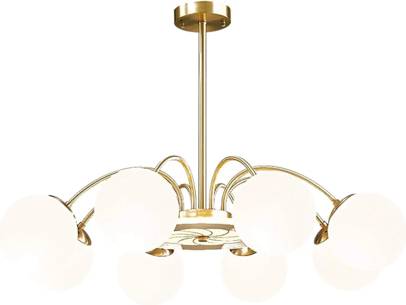 لوستر 10 شعله آویز برنجی طلایی، لوستر مدرن اواسط قرن، دکور مدرن، مسی - 8 شعله