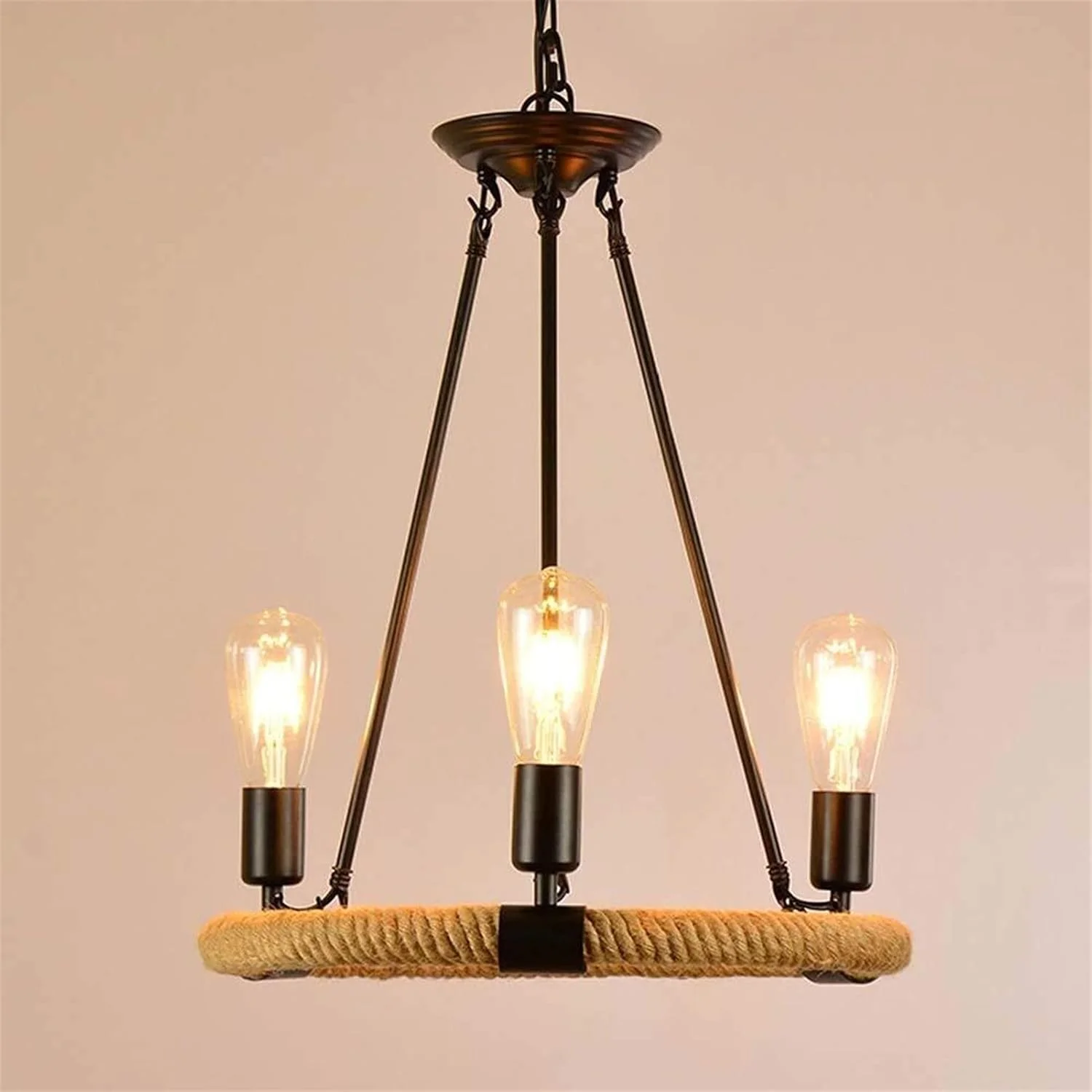 لوستر رستورانی به سبک صنعتی و روستایی آمریکایی، مناسب اتاق خواب، لوستر فلزی رترو 3 شعله، 40 * 90 سانتی متر