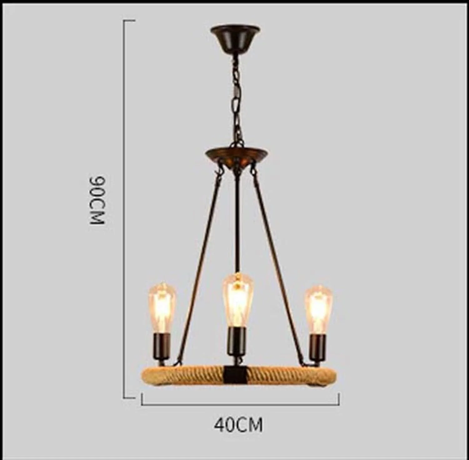 لوستر رستورانی به سبک صنعتی و روستایی آمریکایی، مناسب اتاق خواب، لوستر فلزی رترو 3 شعله، 40 * 90 سانتی متر