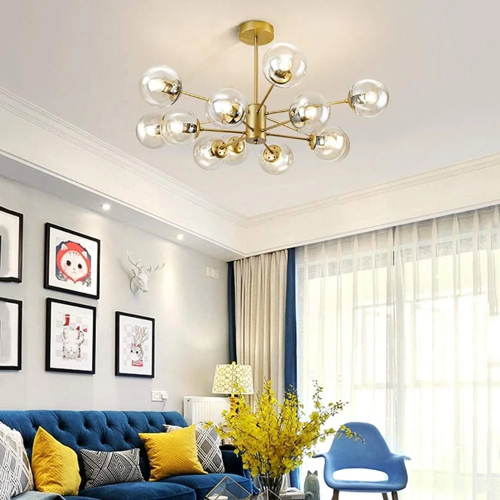 لوستر طلایی با 9، 8، 10، 12 یا 16 شاخه، دارای حبابهای شیشهای کروی، چراغ آویز، مناسب برای سقف، با سرپیچ E27، مناسب برای آشپزخانه و اتاق غذاخوری، مدرن، طلایی - 8 شاخه لوستر طلایی با 9، 8، 10، 12 یا 16 شاخه، دارای حبابهای شیشهای کروی، چراغ آویز، مناسب برای سقف، با سرپیچ E27، مناسب برای آشپزخانه و اتاق غذاخوری، مدرن، طلایی - 8 شاخه