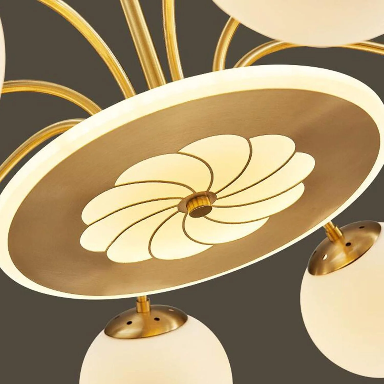 لوستر 10 شعله آویز برنجی طلایی، لوستر مدرن اواسط قرن، دکور مدرن، مسی - 10 شعله